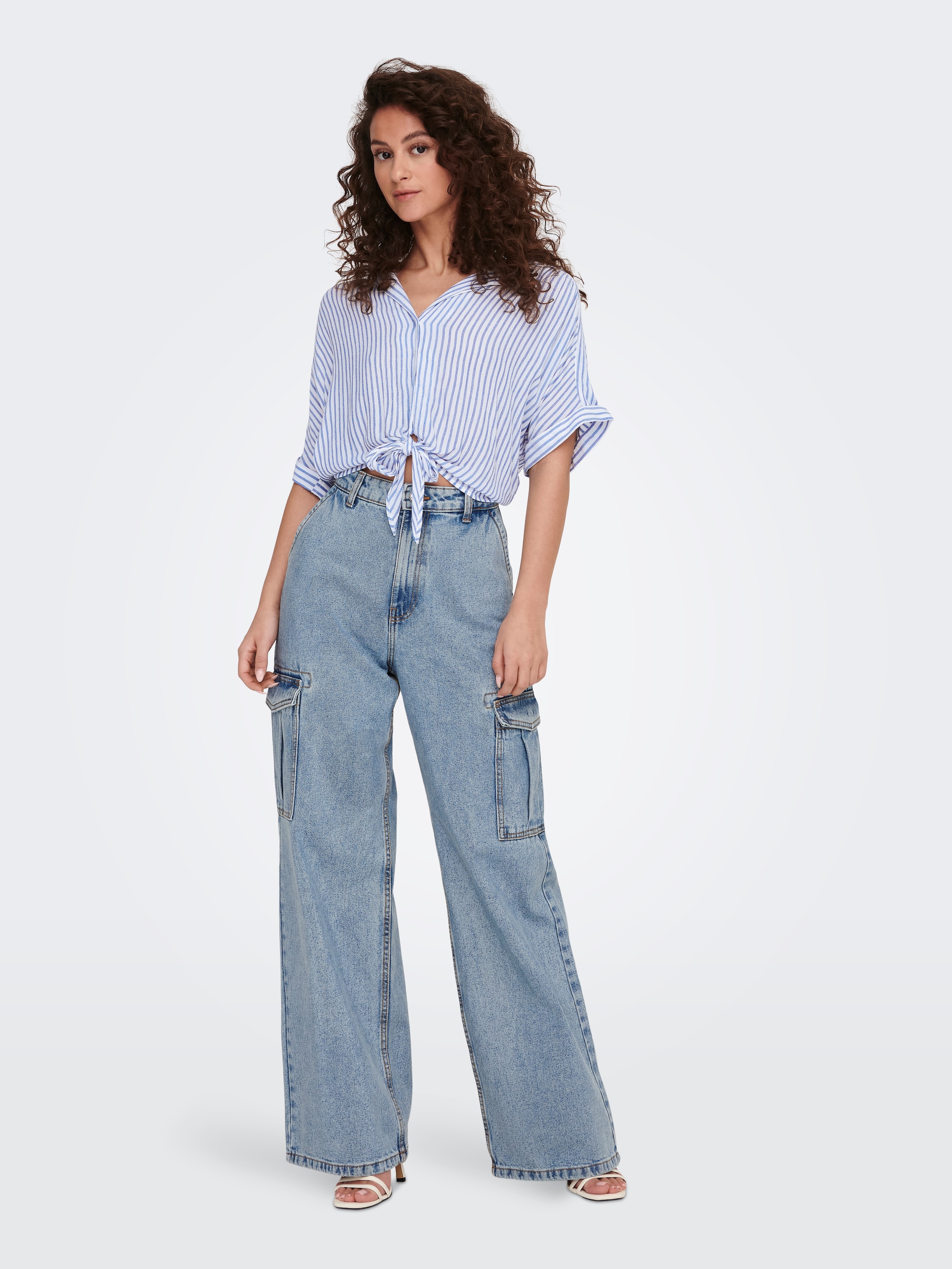 ONLY Kurzarmbluse »ONLPAULA LIFE S/S TIE SHIRT WVN NOOS« Viskose, regular fit