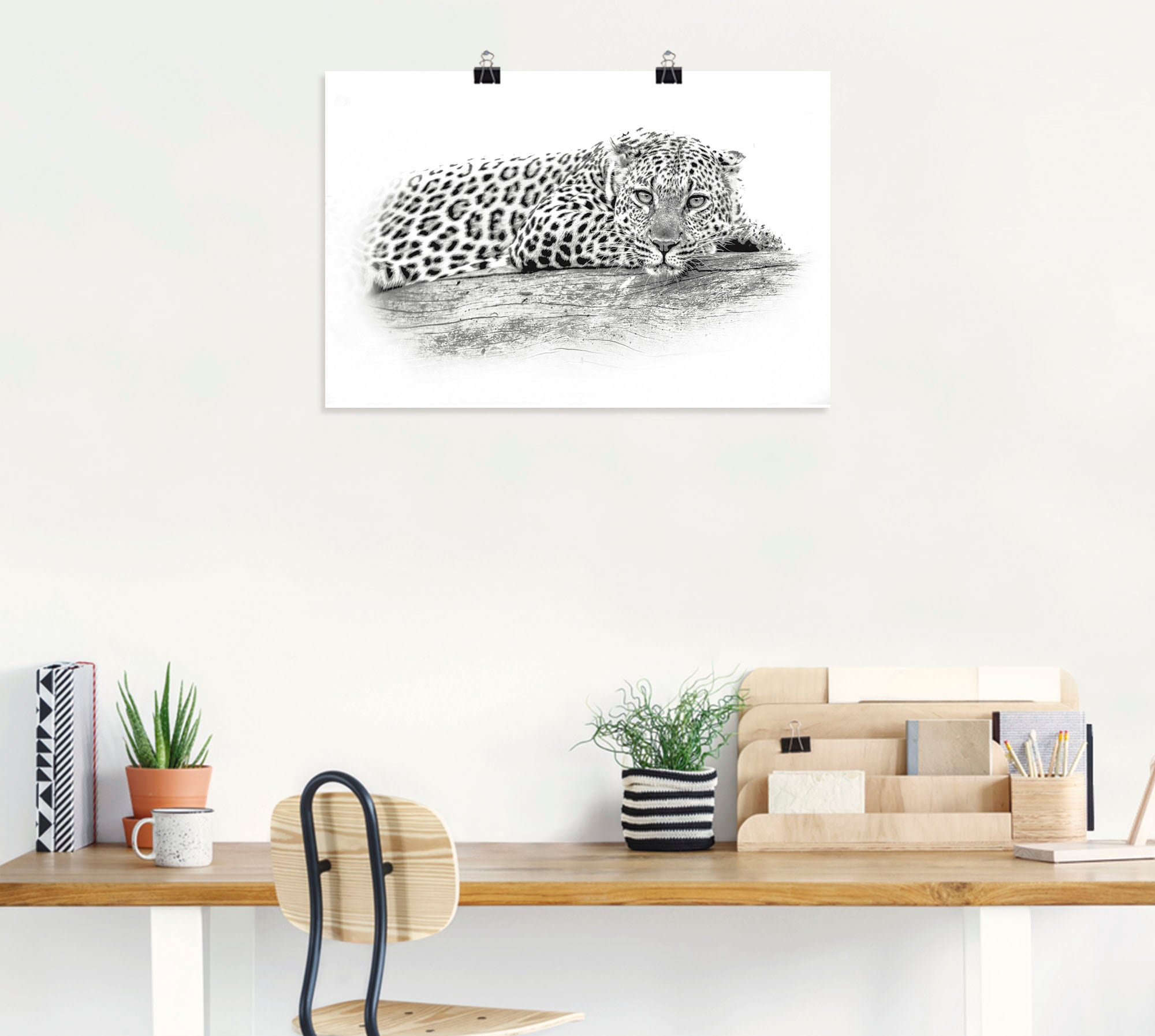 Artland Wandbild »Leopard High Key Optik«, Wildtiere, (1 St.), als Alubild, Leinwandbild, Wandaufkleber oder Poster in versch. Größen