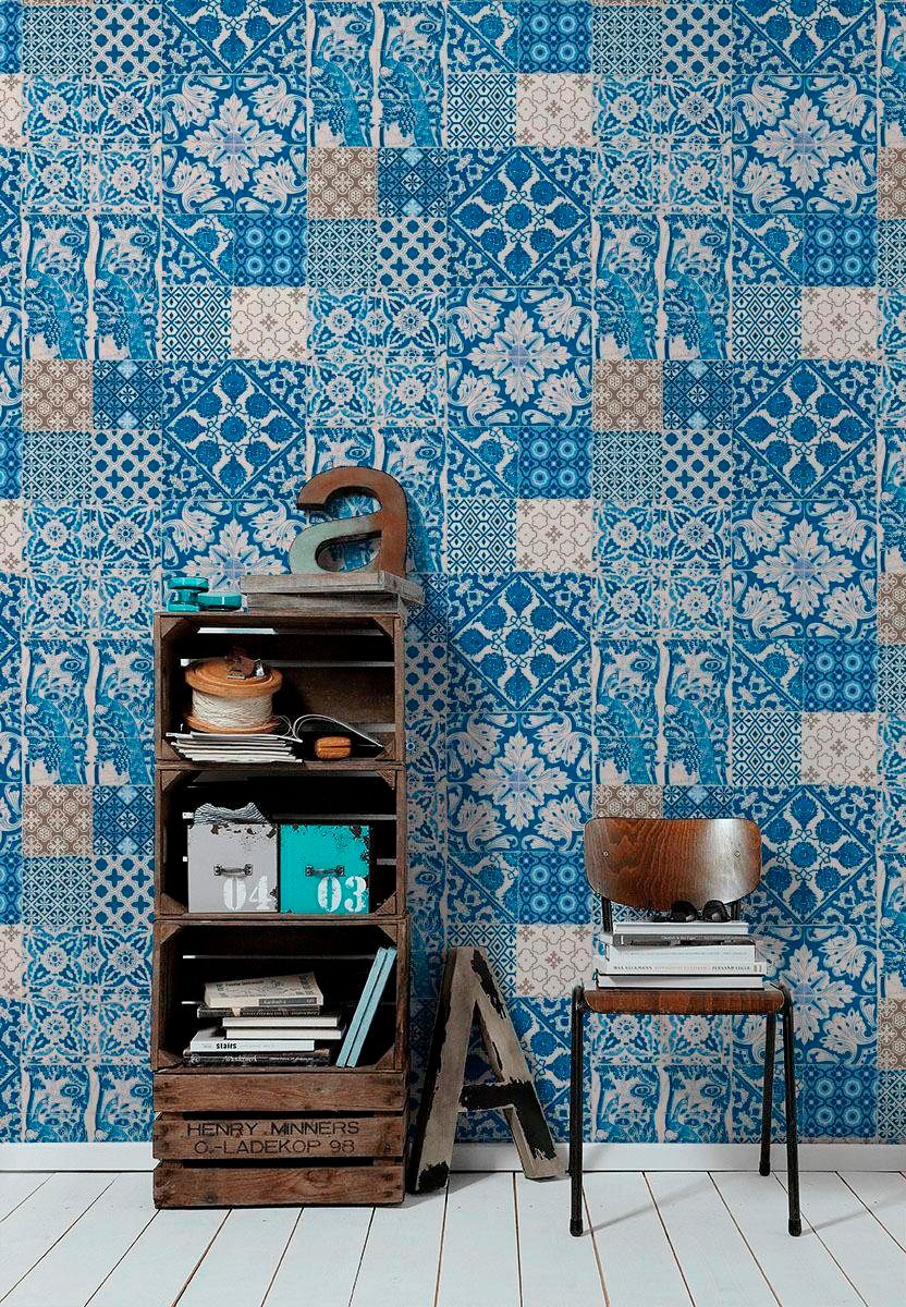 living walls Vliestapete »Metropolitan Stories Anke & Daan Amsterdam« Motiv | Strukturmuster | gemustert leicht strukturiert Landhaus Tapete Fliesen Tapeten Wohnzimmer Schlafzimmer Küche Design