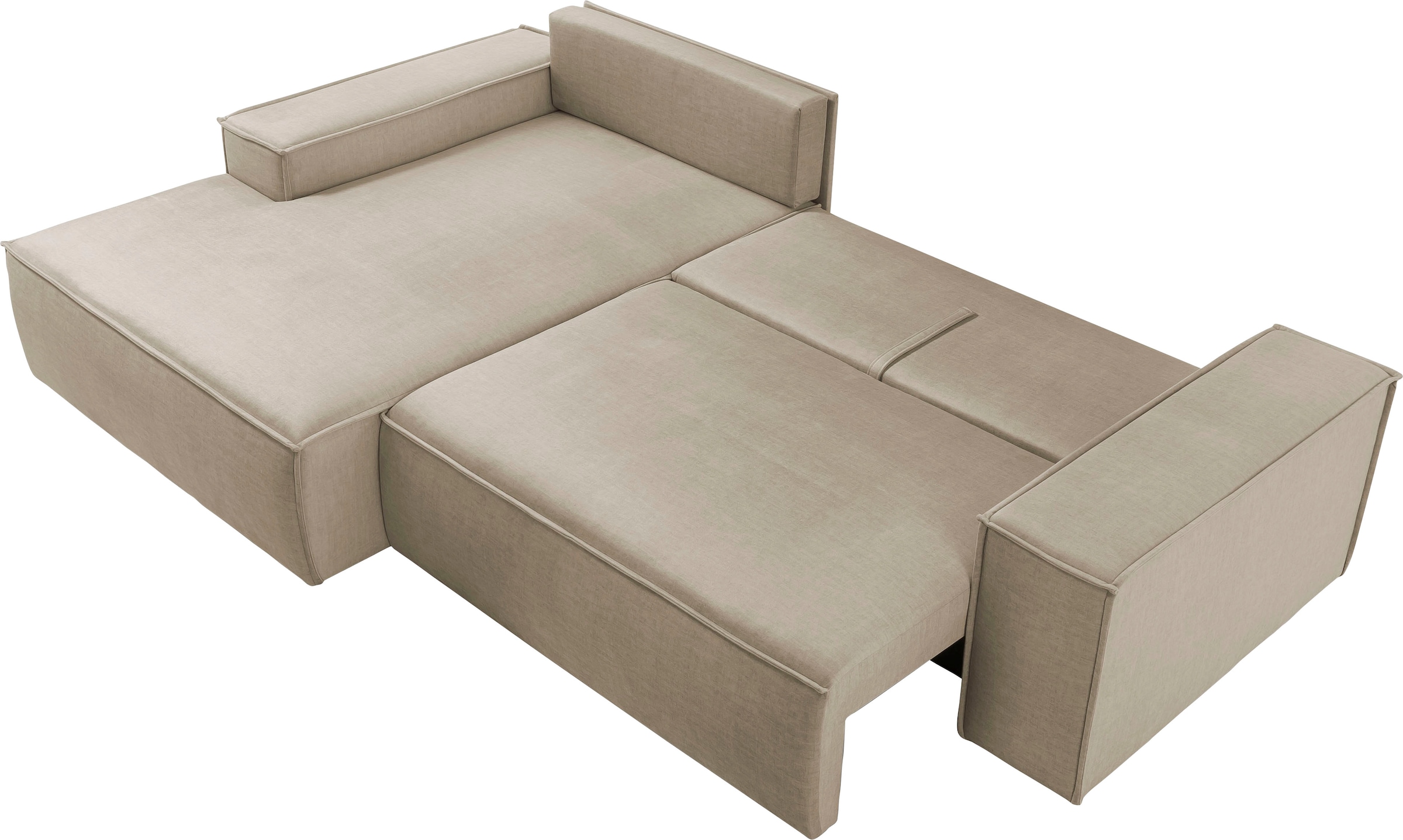 Home affaire Ecksofa SHERWOOD Schlafsofa 267 cm, L-Form, Schlaffunktion mit Bettkasten (210x136 cm), Cord, Vintage, Samtvelours
