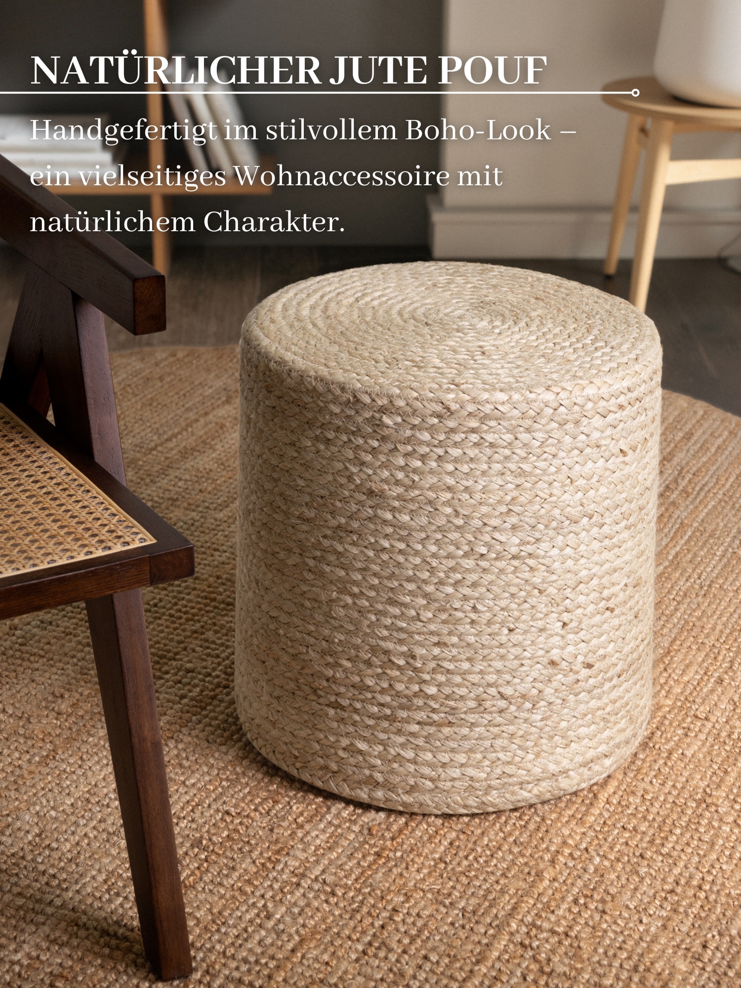 HANSE Home Pouf »Jutta, Jute«, (1 St.), Jute, Natur, Wohnzimmer, Esszimmer, Schlafzimmer, Flur, Modern, Boho