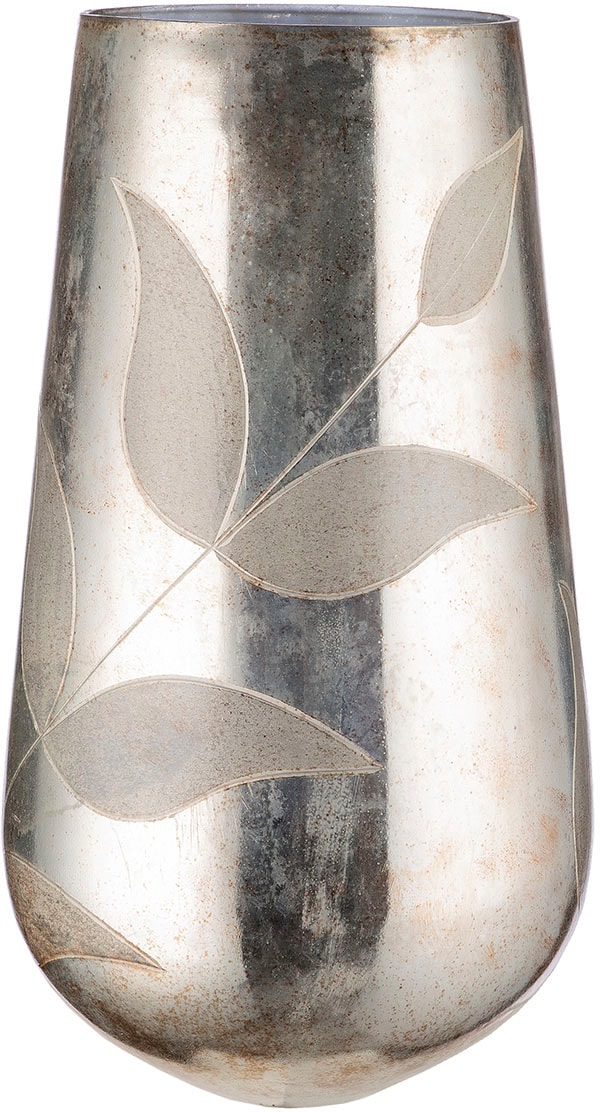 GILDE Tischvase "Bosque, Dekovase", (1 St.), Vase aus Glas, mit Blattmotiv, günstig online kaufen