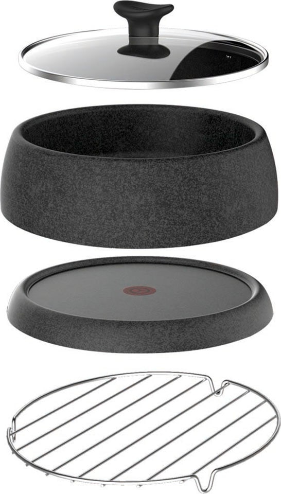 Tefal Raclette und Fondue-Set »Cheese 'n Co, 6 Raclettepfännchen, 850 W, für 6 Personen,« 6 Stk. Raclettepfännchen 850 W spülmaschinengeeignet, mit Rezeptbuch, Stein-Optik, RE12C8