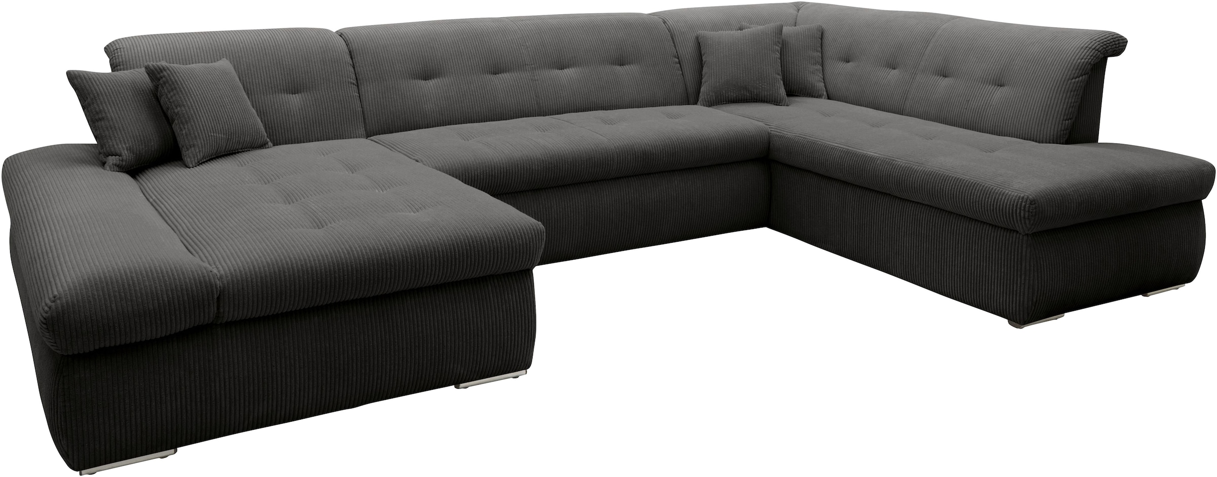DOMO collection Wohnlandschaft »Moric U-Form auch in Cord«, im XXL-Format, wahlweise mit Bettfunktion und Armlehnenverstellung