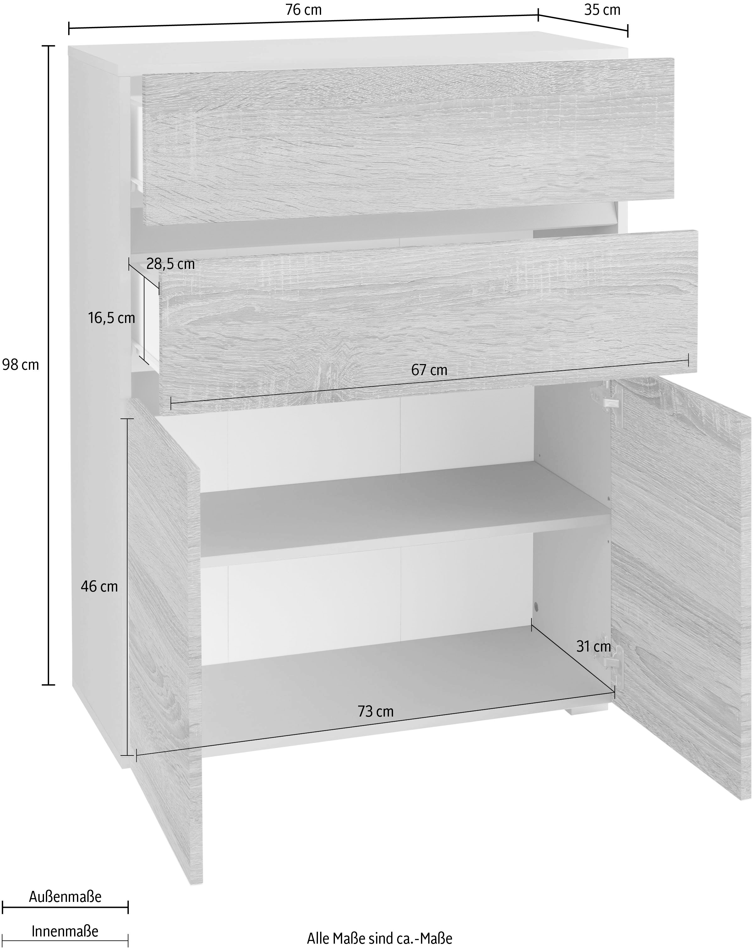 Home affaire Midischrank »Wisla«, Höhe 98 cm, mit Türen & Schubkasten