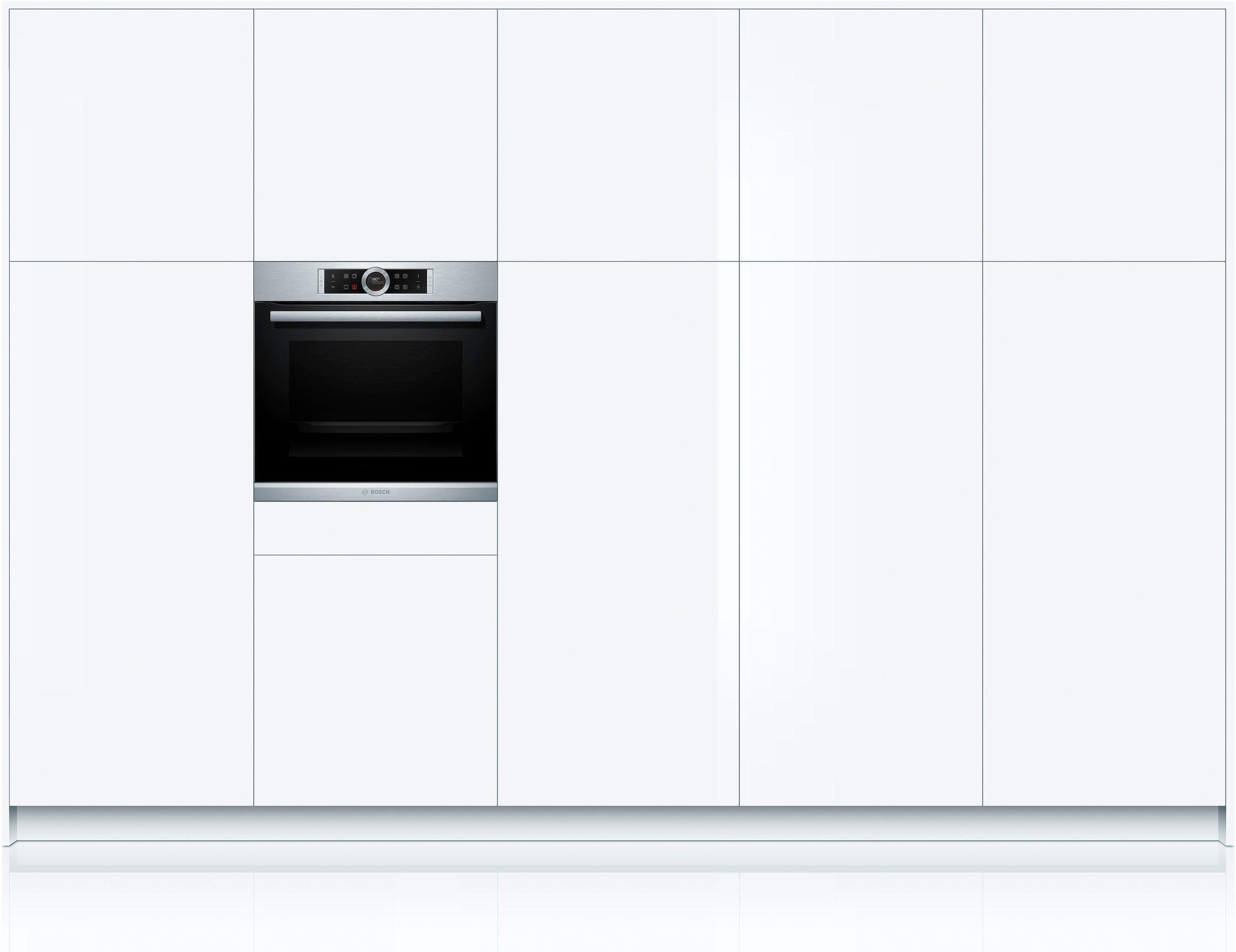 11. Bild von BOSCH Einbaubackofen »HBG635B«, Serie 8, mit Teleskopauszug nachrüstbar, ecoClean Direct, 4D-Heißluft-Eco-Ober-/Unterhitze Eco-Umluft-Infra-Grill-Großflächen-/Kleinflächengrill-Pizzastufe-Sanftgaren-Vorwärmen-Warmhalten-Auftaustufe, mit Pizzastufe