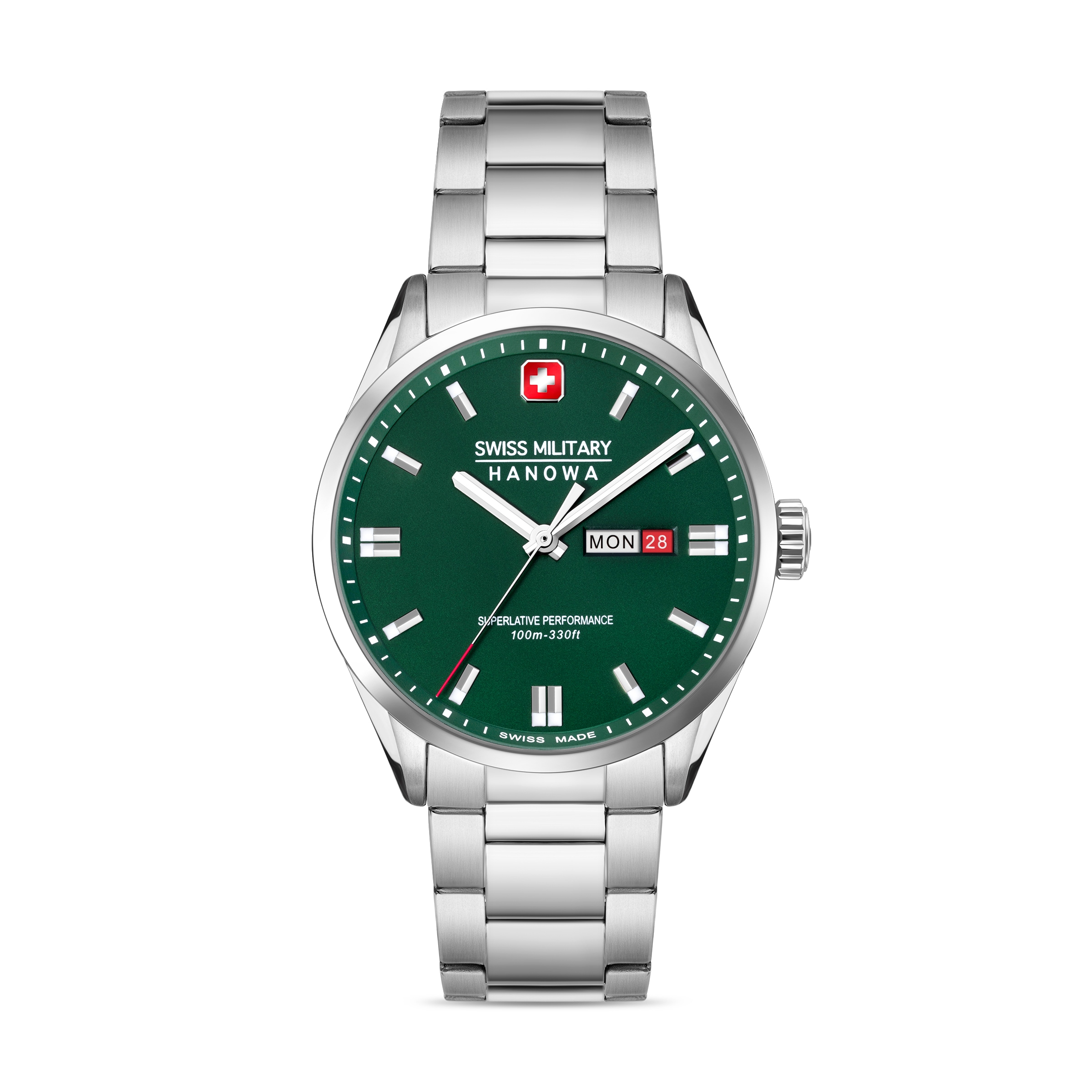 Swiss Military Hanowa Quarzuhr »Roadrunner Maxed« Armbanduhr, Herrenuhr, Swiss Made, Edelstahlarmband, analog, Tag