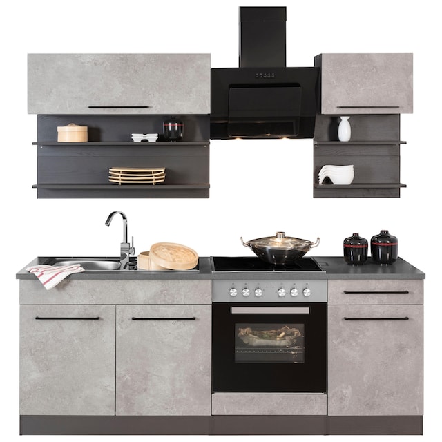 HELD MÖBEL Küchenzeile »Tulsa«, Breite 210 cm, schwarze Metallgriffe,  hochwertige MDF Fronten online bestellen