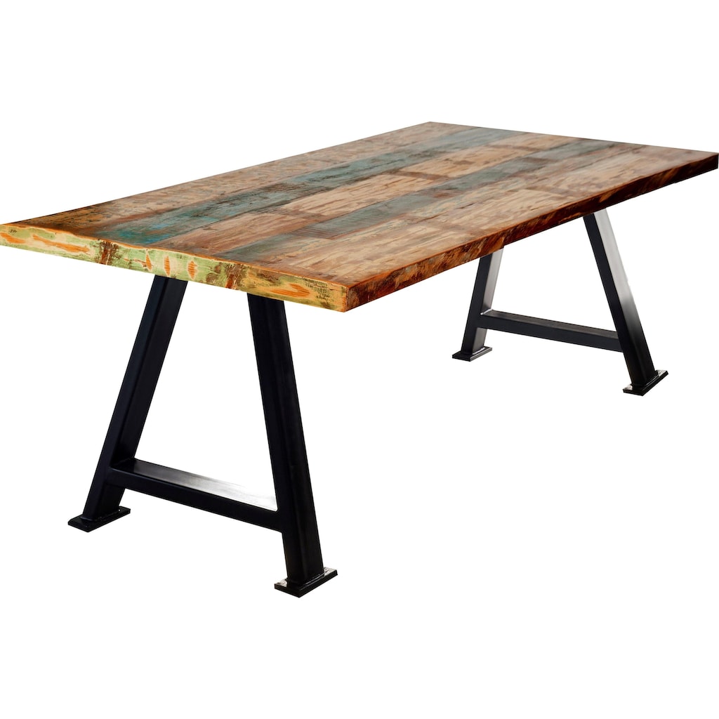 SIT Esstisch »Tops&Tables«, mit Platte aus recyceltem Altholz mit Farbresten, Shabby Chic, Vintage