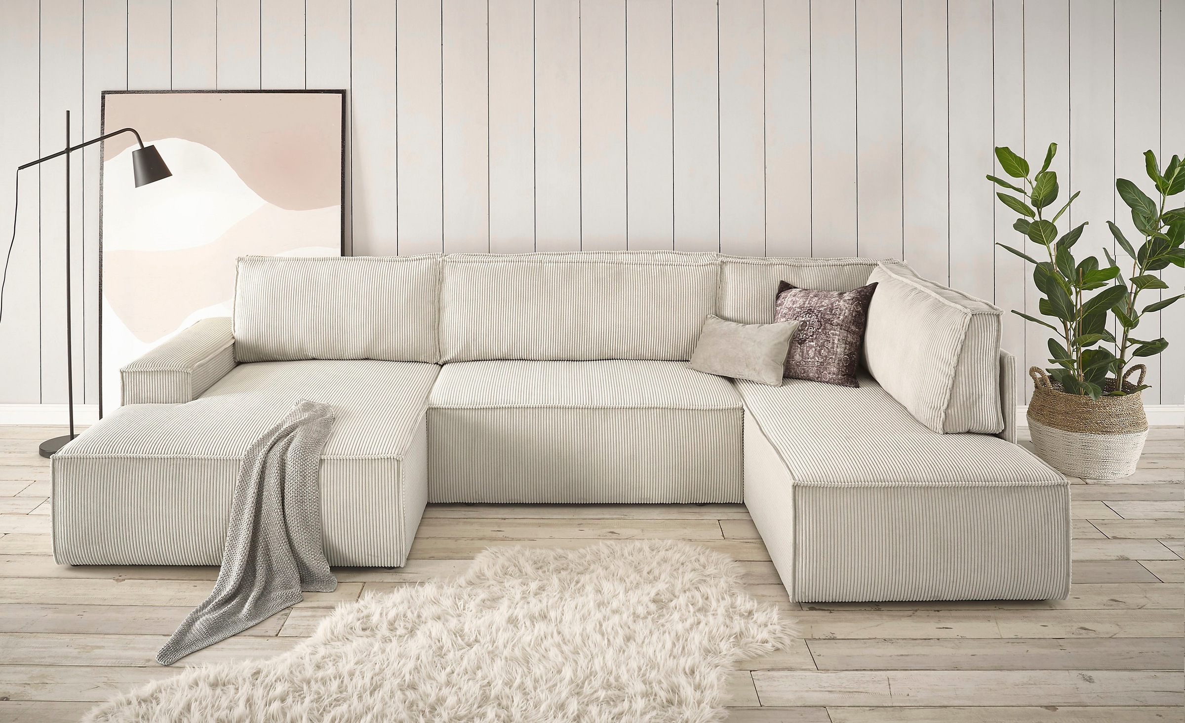 Home affaire Wohnlandschaft »SHERWOOD 329 cm, U-Form, Schlafsofa,« Schlaffu günstig online kaufen