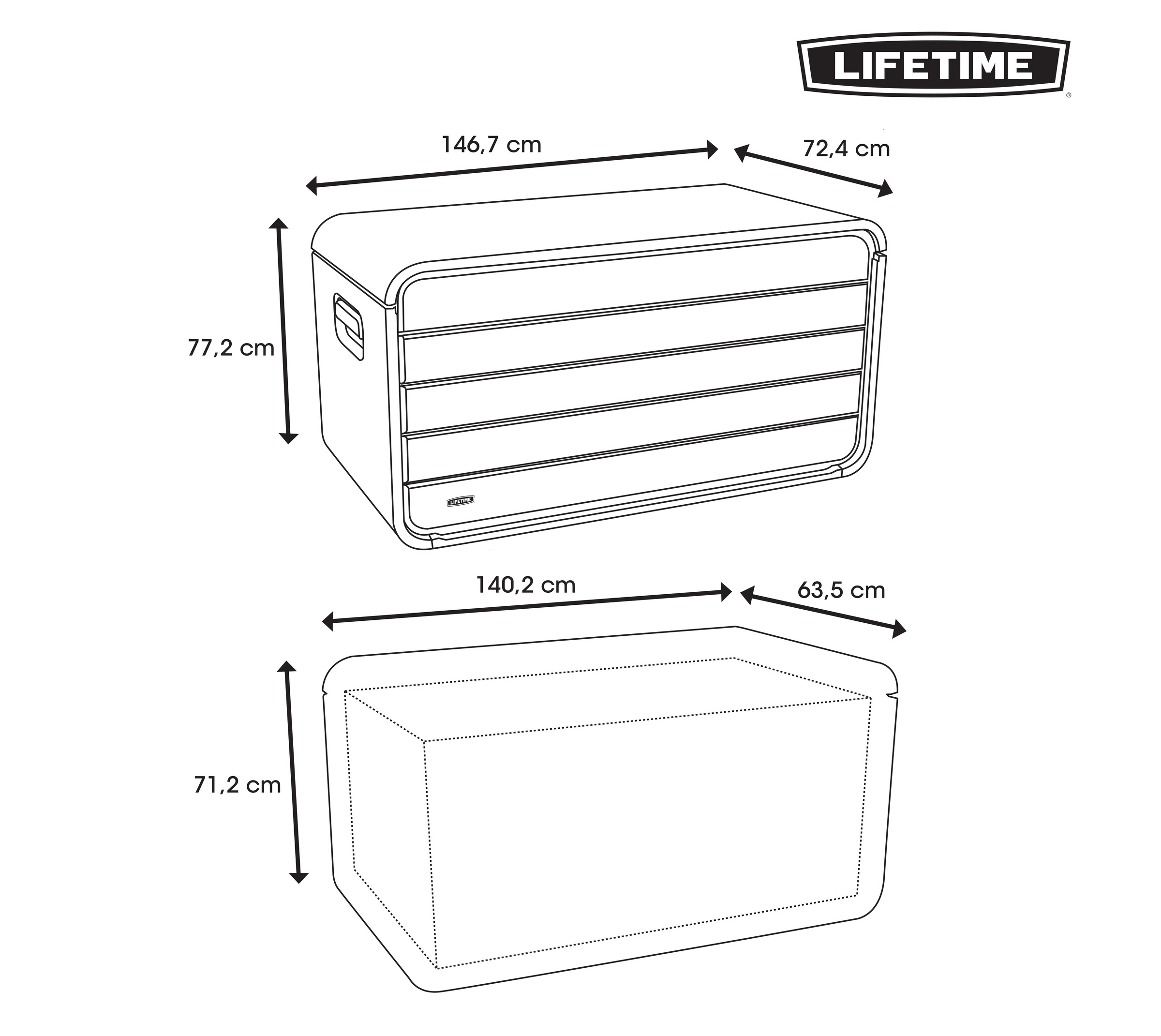 Lifetime Kissenbox »Space XL«, 625 Liter, BxHxT: 146,7x72,4x77,2 cm