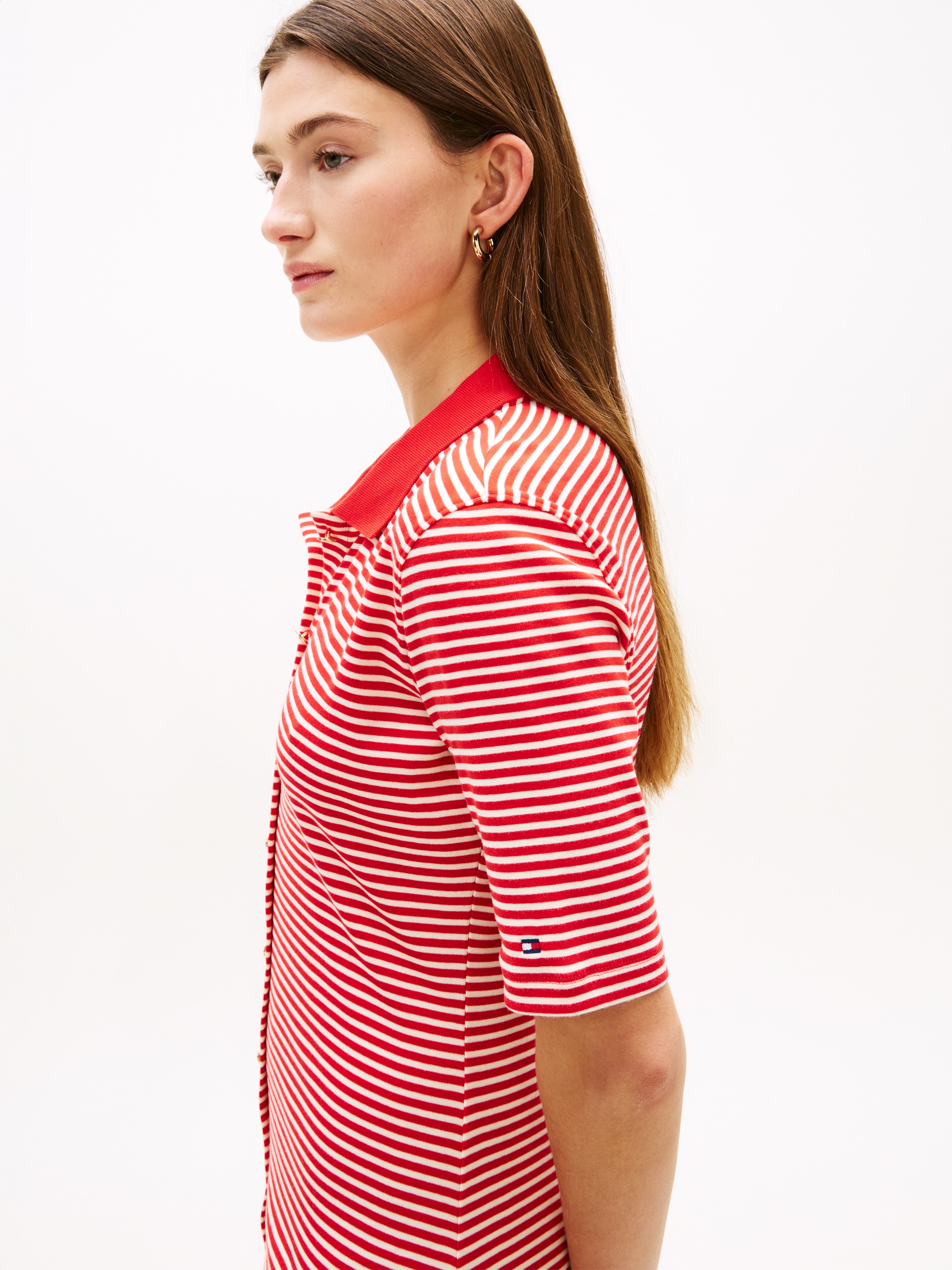 Tommy Hilfiger Polokleid »GOLD BUTTON F&F MIDI DRESS« mit Logo-Stickerei