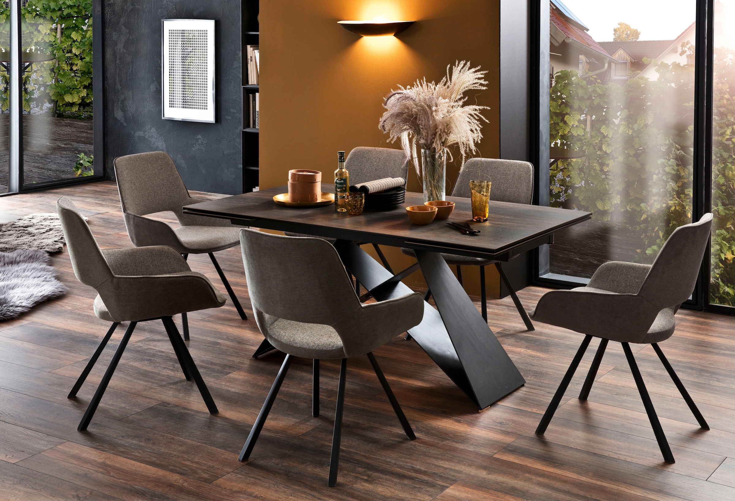 MCA furniture Esstisch »Kobe«, Esstisch Glas-Keramik mit Stirnauszug