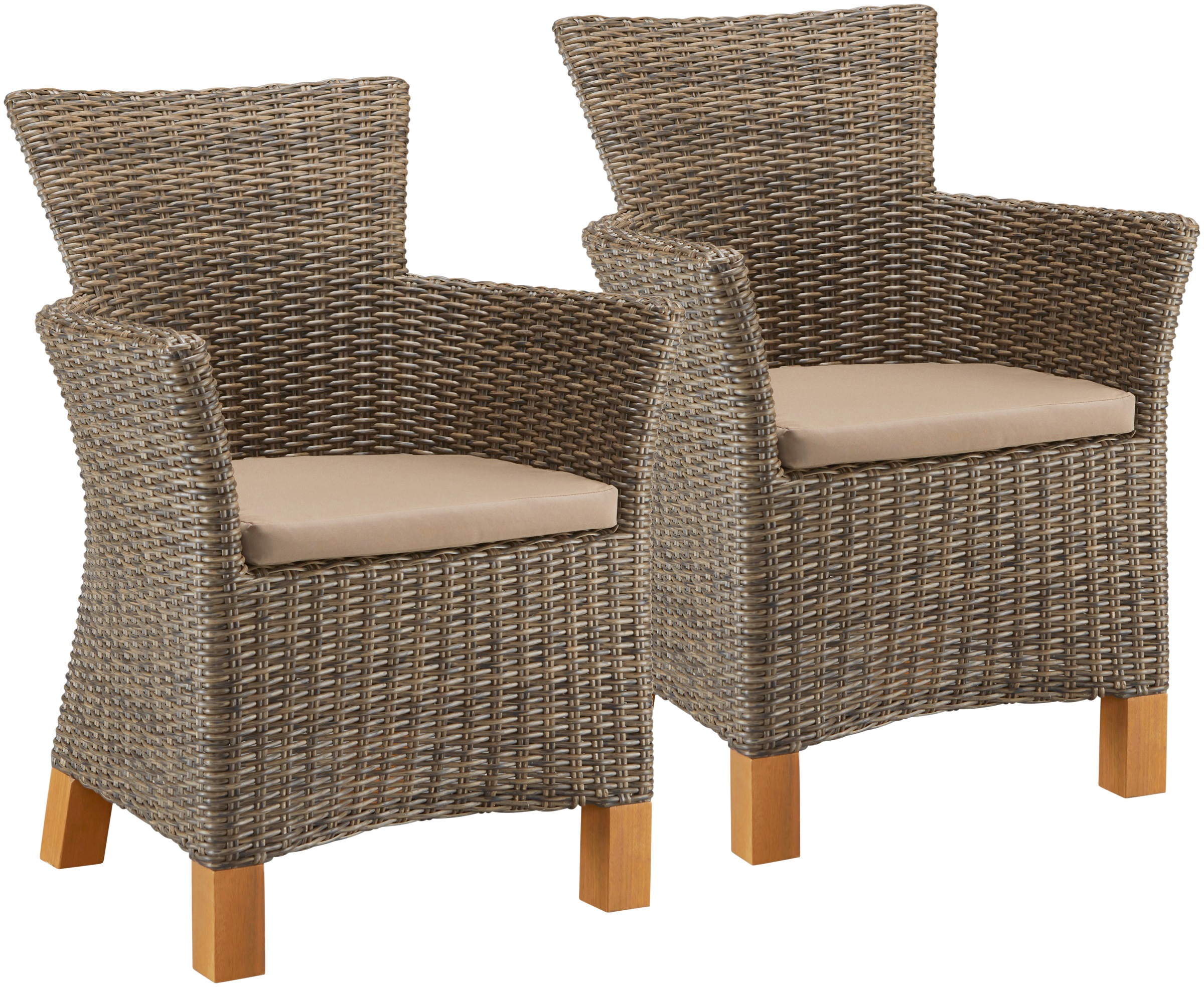 MERXX Gartensessel "Toskana", (Set, 2 St.), 2er Set, Polyrattan/Non-Wood, g günstig online kaufen