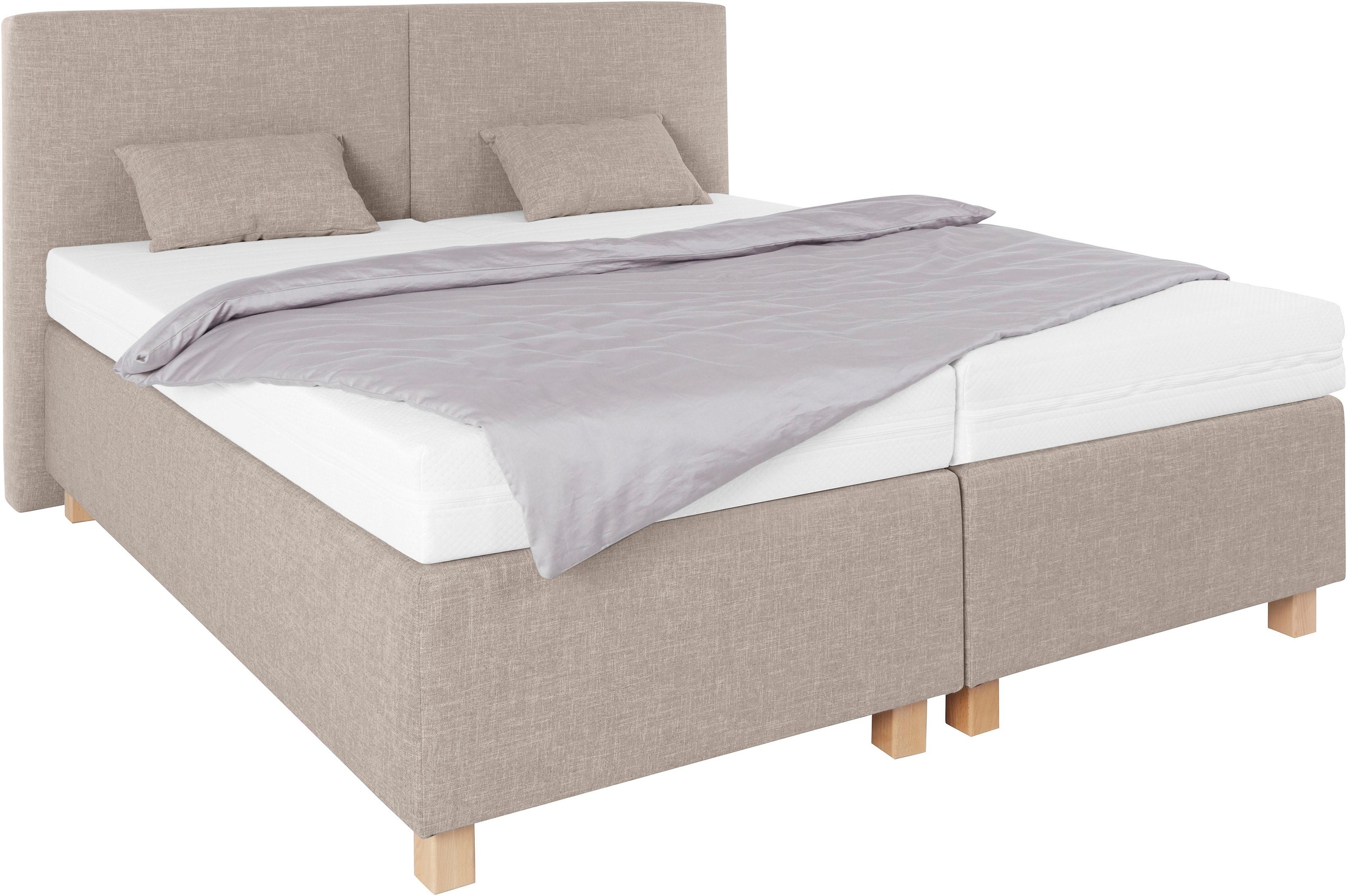 Westfalia Schlafkomfort Boxspringbett, mit Zierkissen und verchromten Kufen günstig online kaufen