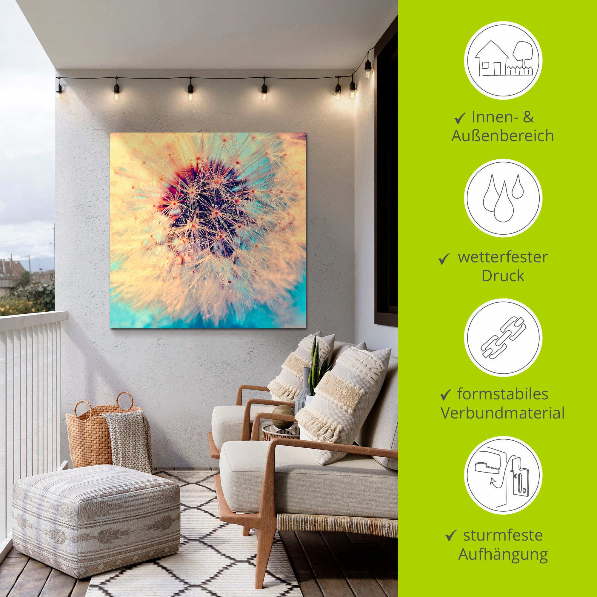 Artland Wandbild »Pusteblume ganz nah«, Blumen, (1 St.), als Alubild, Outdoorbild, Leinwandbild, Poster in verschied. Größen