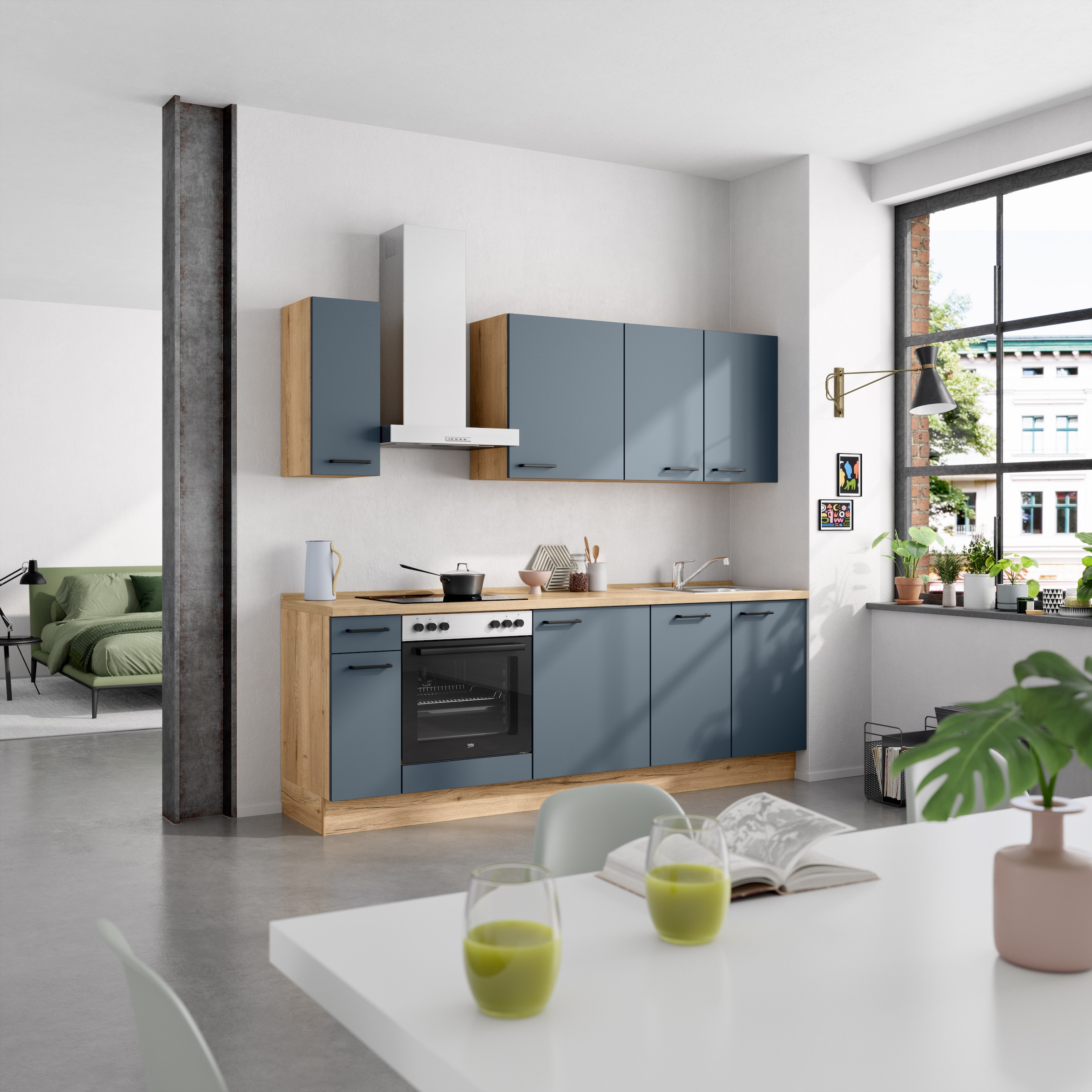 nobilia® Küchenzeile »"Easytouch I"«, vormontiert, Ausrichtung wählbar, Breite 240 cm, wahlw. mit E-Geräten