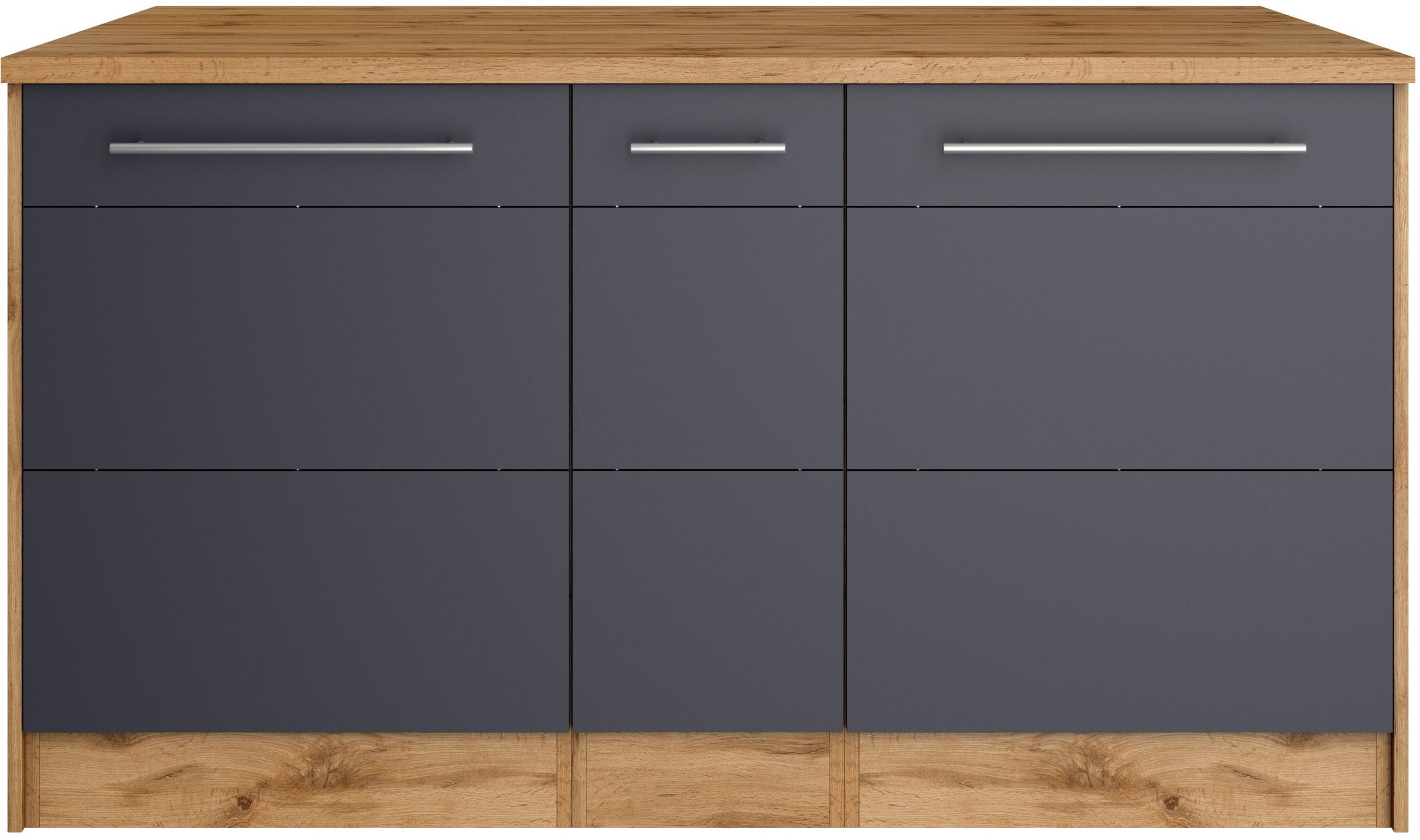 KOCHSTATION Kücheninsel »KS-Wien«, Breite 153 cm, MDF-Fronten, Flaschenregal