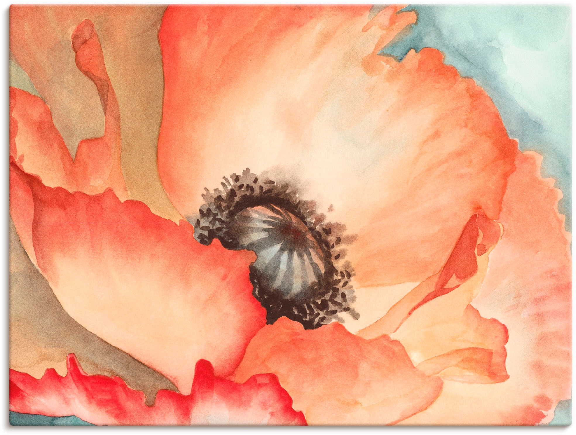 Artland Wandbild »Wasserfarben Mohn II« Blumen 1 Stk. tlg. als Leinwandbild günstig online kaufen