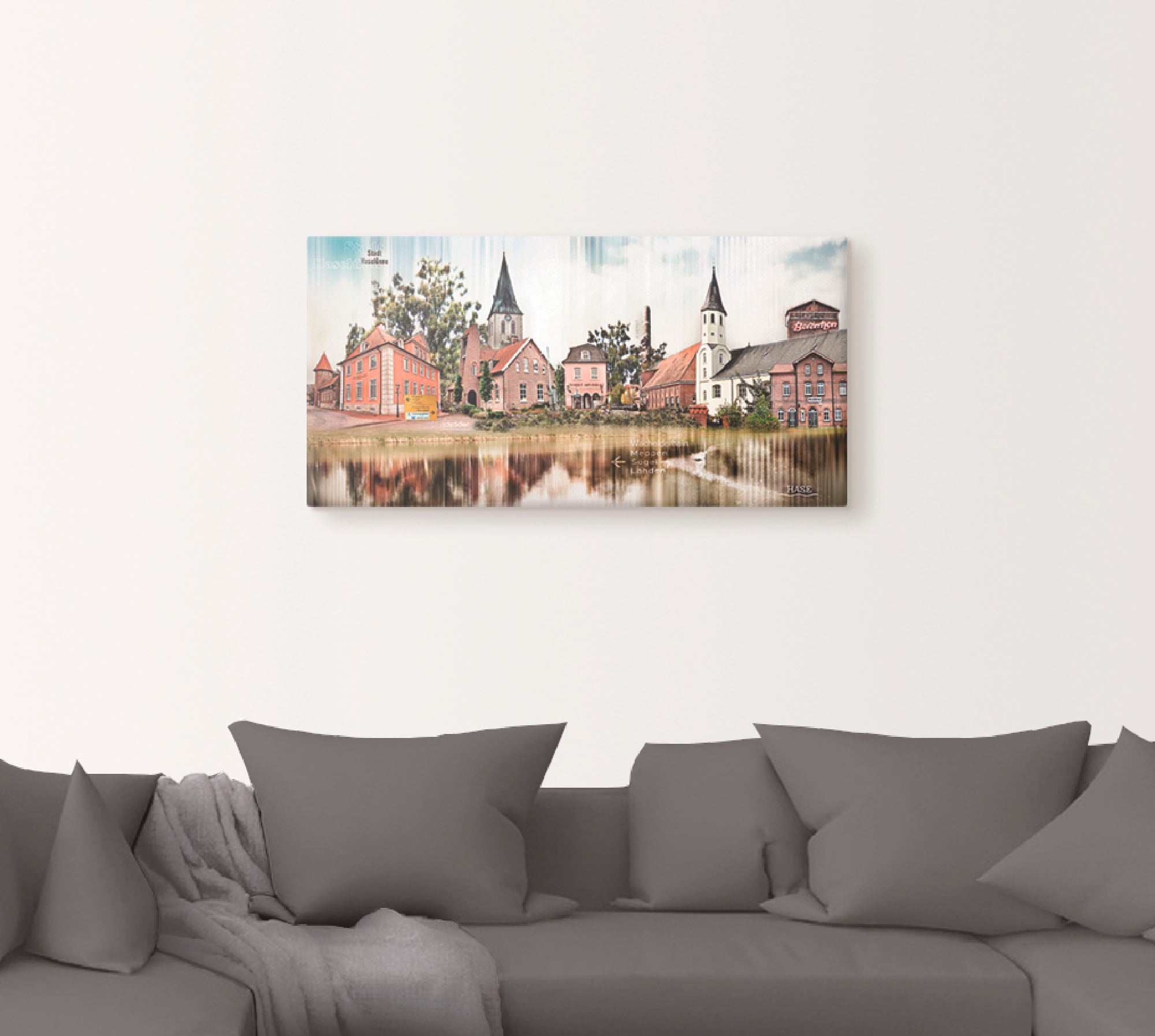 Artland Leinwandbild »Haselünne Stadtansicht Collage Emsland«, Deutschland, (1 St.), auf Keilrahmen gespannt