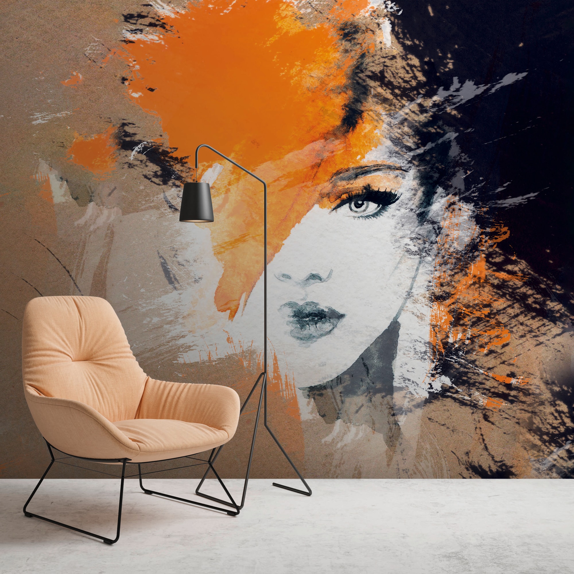 A.S. Création Vliestapete »Fototapete Frauengesicht abstrakt Orange Schwarz günstig online kaufen
