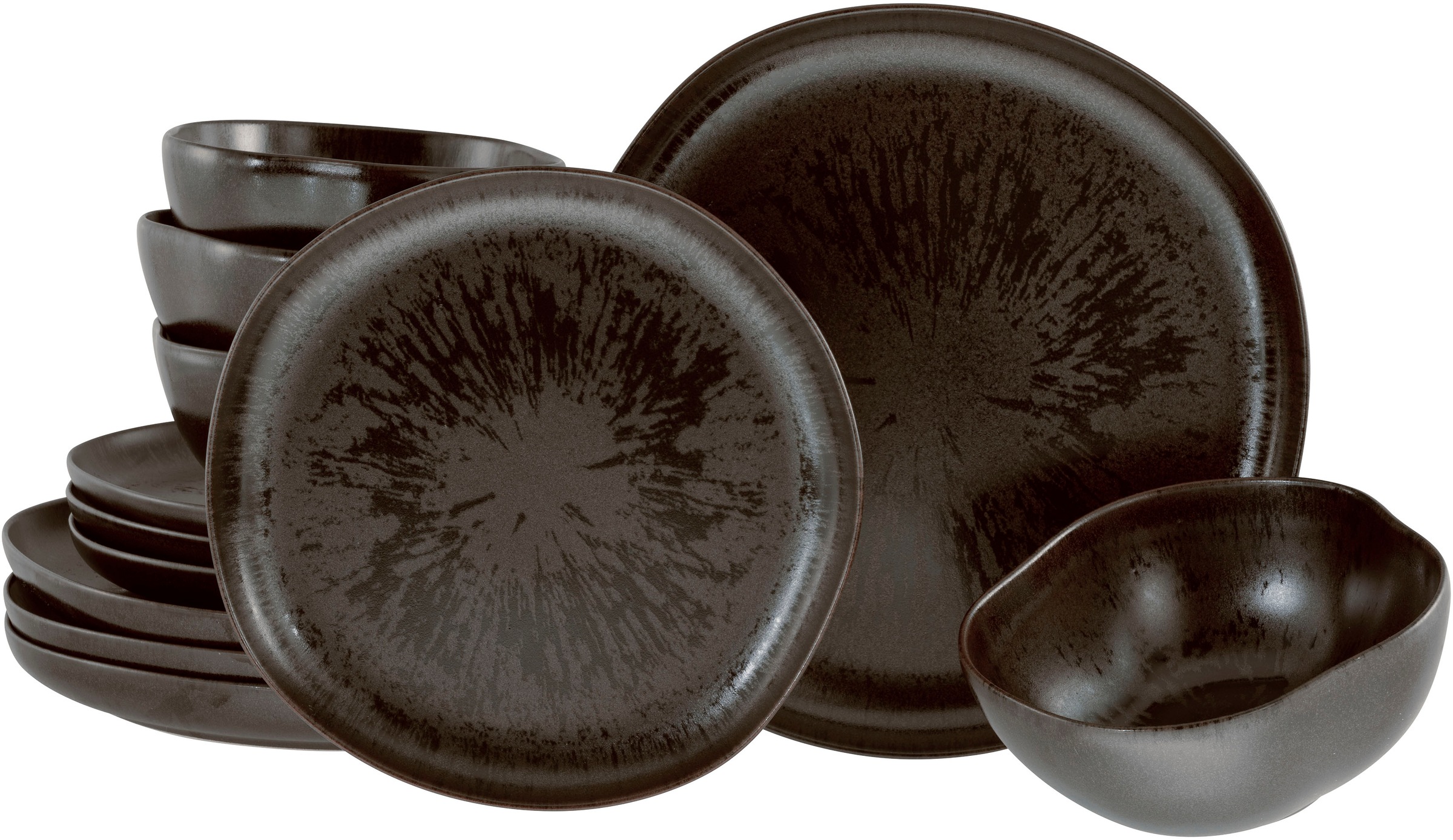 CreaTable Teller-Set »Natura Organic Rusty, Tellerset 12-tlg« Seidenmatte E günstig online kaufen