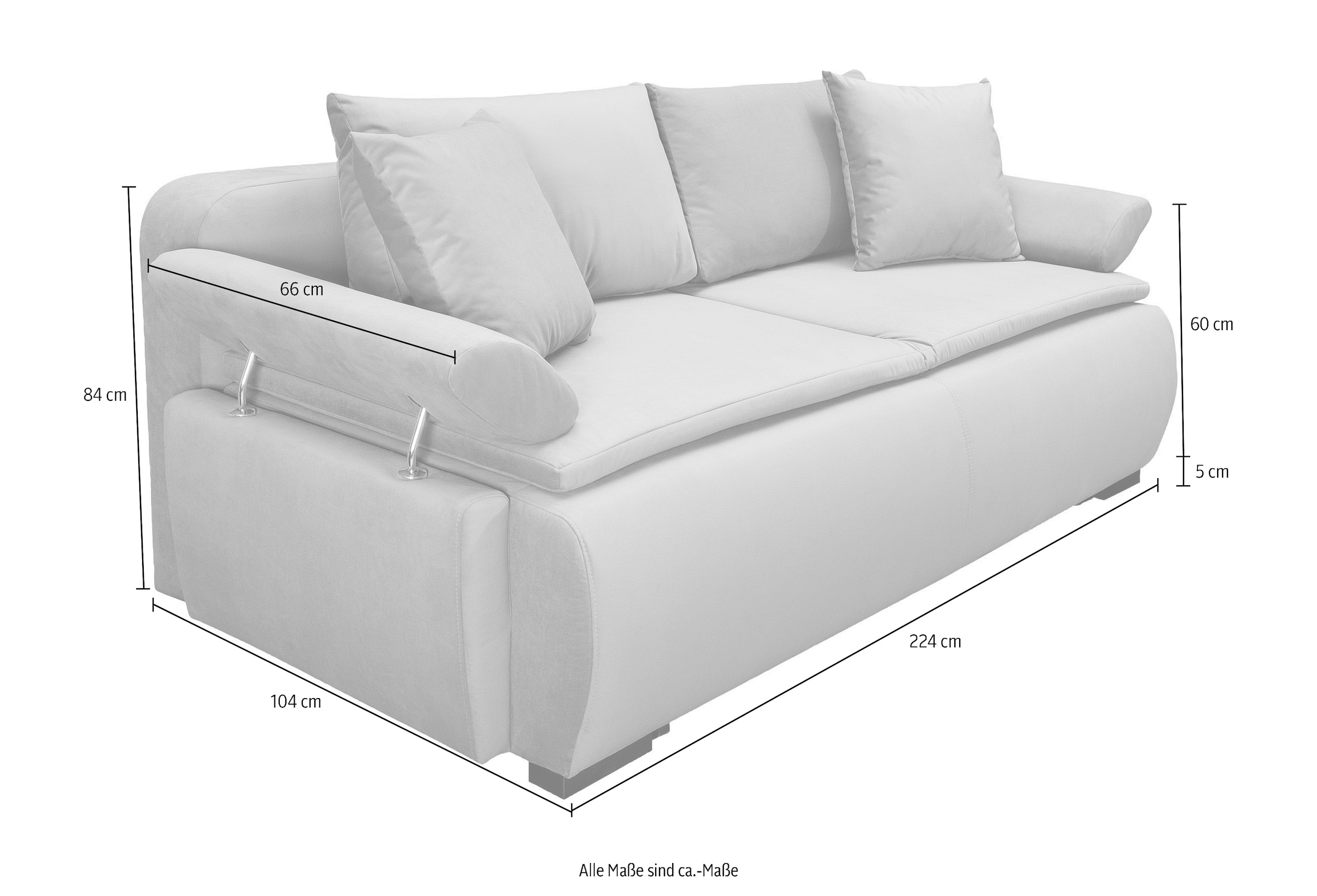 INOSIGN Schlafsofa »Romeo«, mit Boxspringaufbau, Bettfunktion & Bettkasten, Dauerschlafsofa
