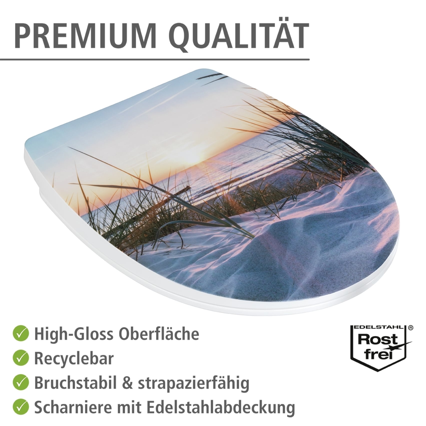 WENKO WC-Sitz »Baltic« glänzender Toilettensitz aus Thermoplast mit Motiv, Absenkautomatik