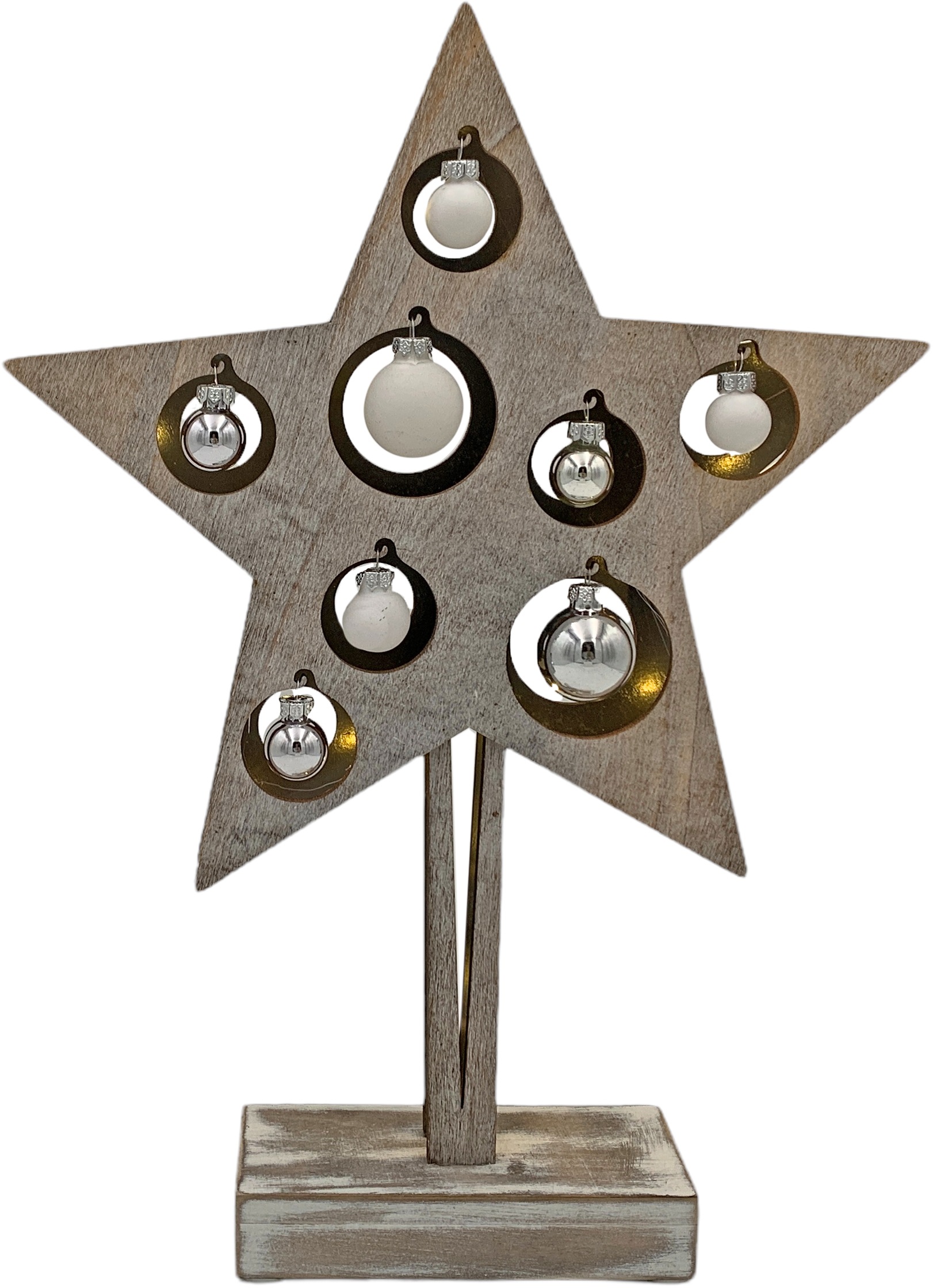 LED Stern »Weihnachtsstern, Weihnachtsdeko«, auf Standfuß, mit  Weihnachtskugeln verziert, mit Timer, H. ca. 38 cm auf Raten kaufen