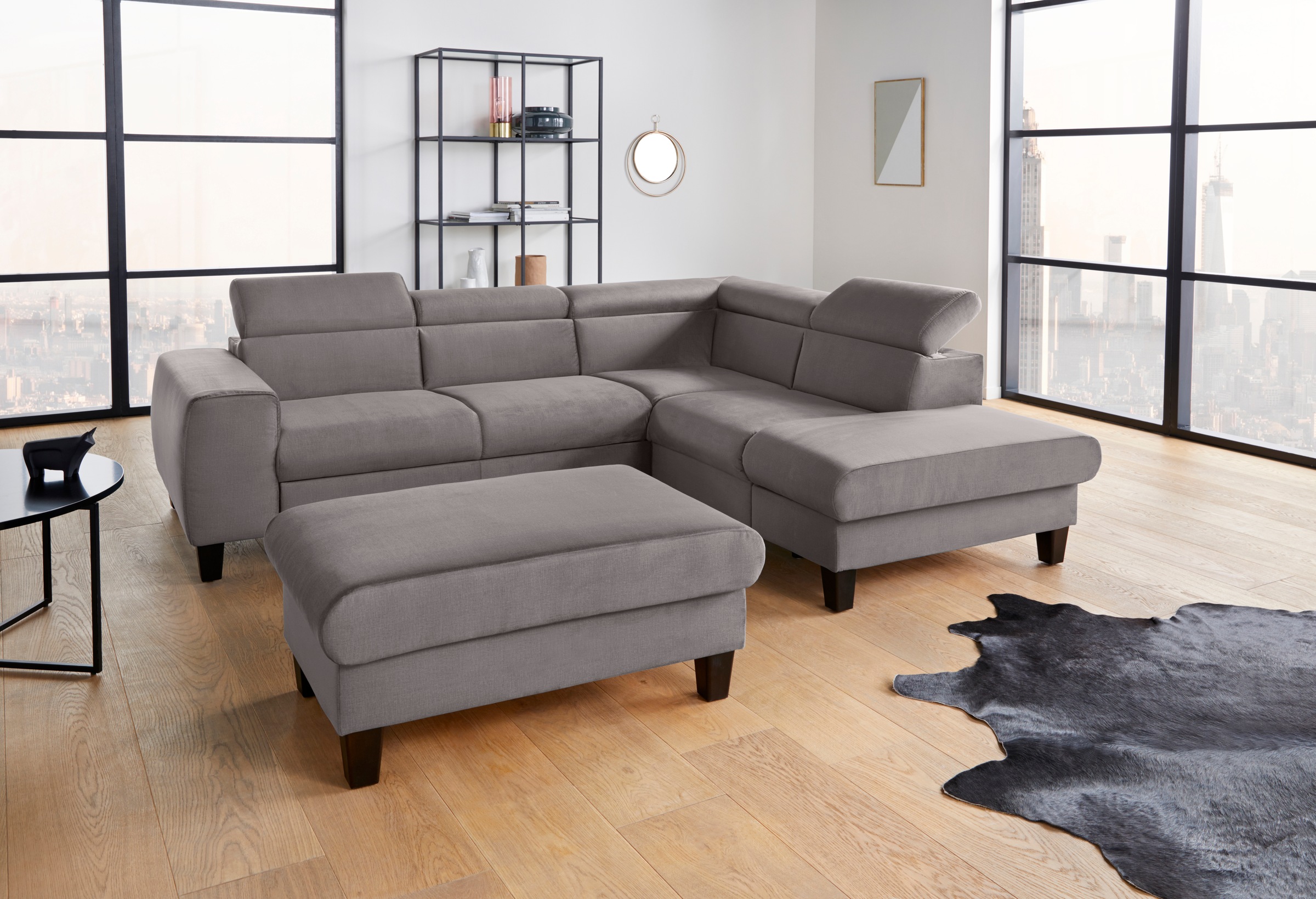 COTTA Ecksofa »Morven L-Form mit Kopfteilverstellung«, wahlweise mit Bettfunktion, Bettkasten & Wireless-Charger