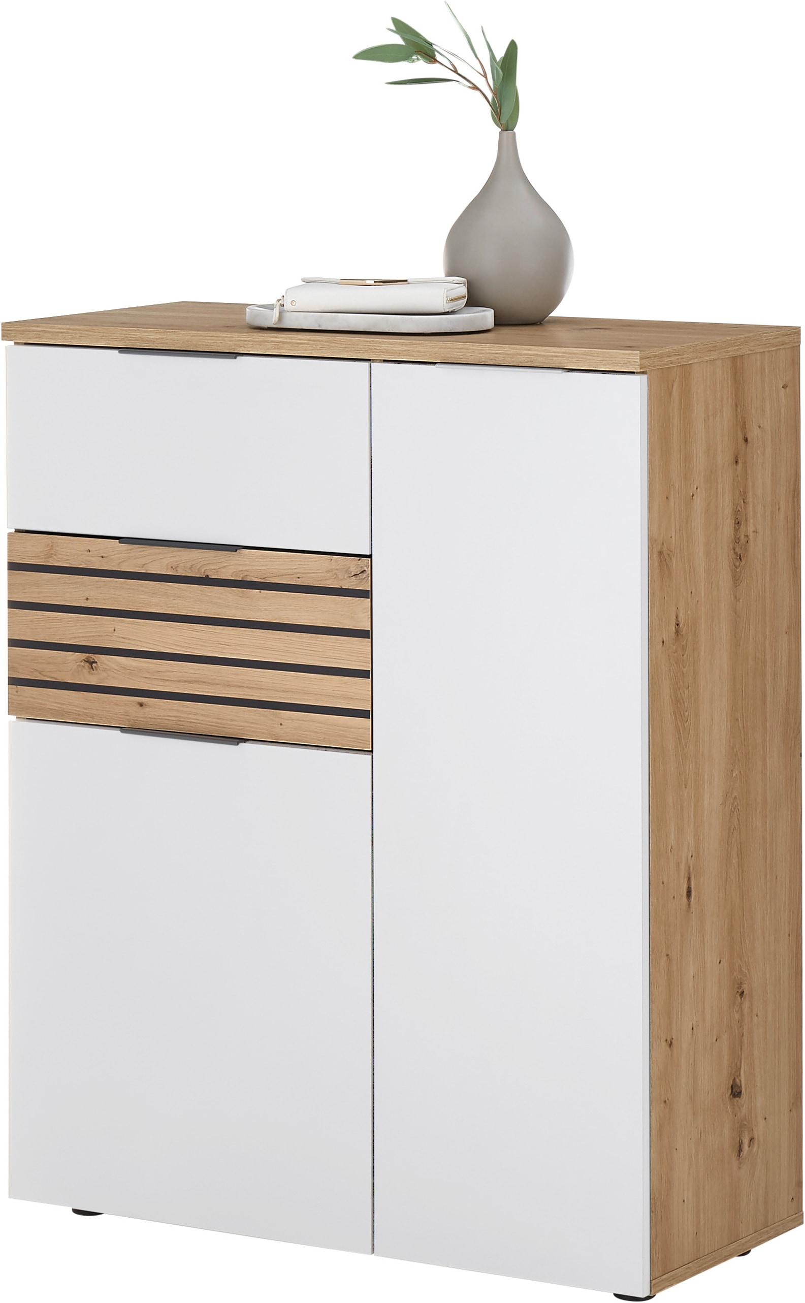 HBZ Schuhschrank »Milan, BxHxT 85x103x38cm«, (1 St.), Mit 2 Türen, 2 Schubkästen, 3 Einlegeböden, 1 fester Boden