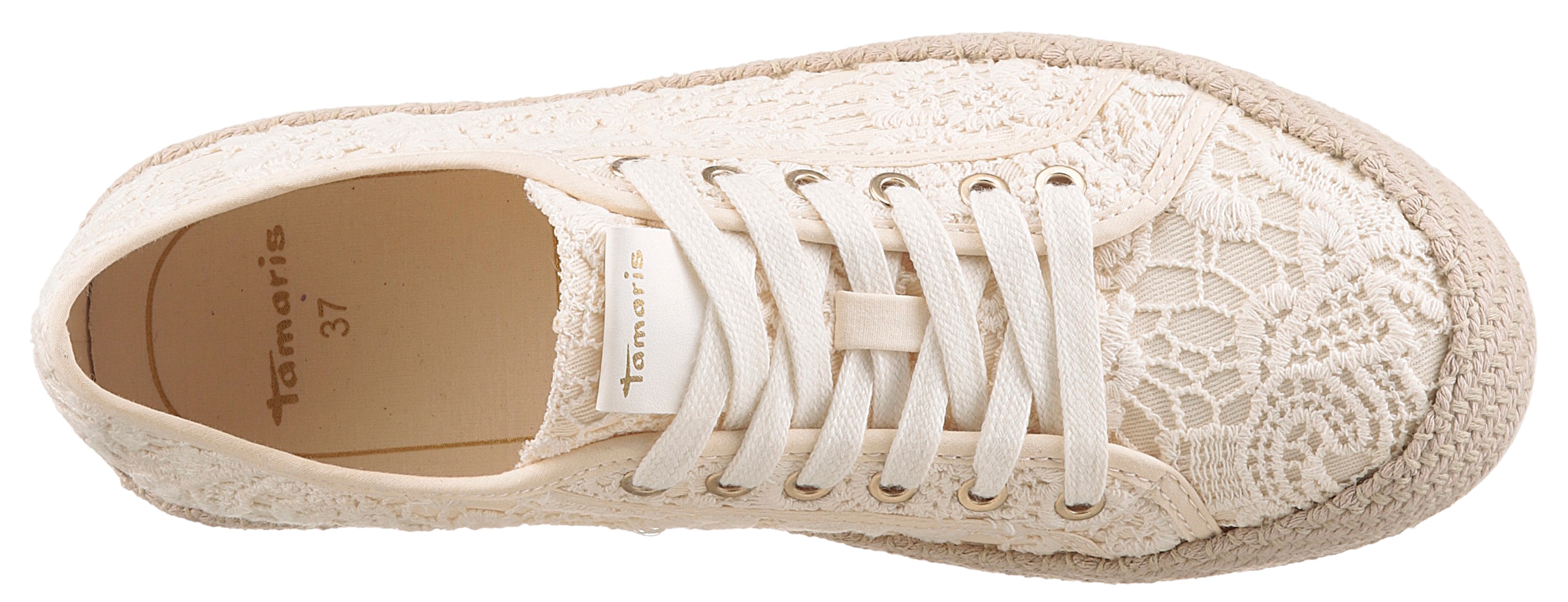 Tamaris Plateausneaker, Freizeitschuh, Halbschuh, Schnürschuh mit Häkelapplikation