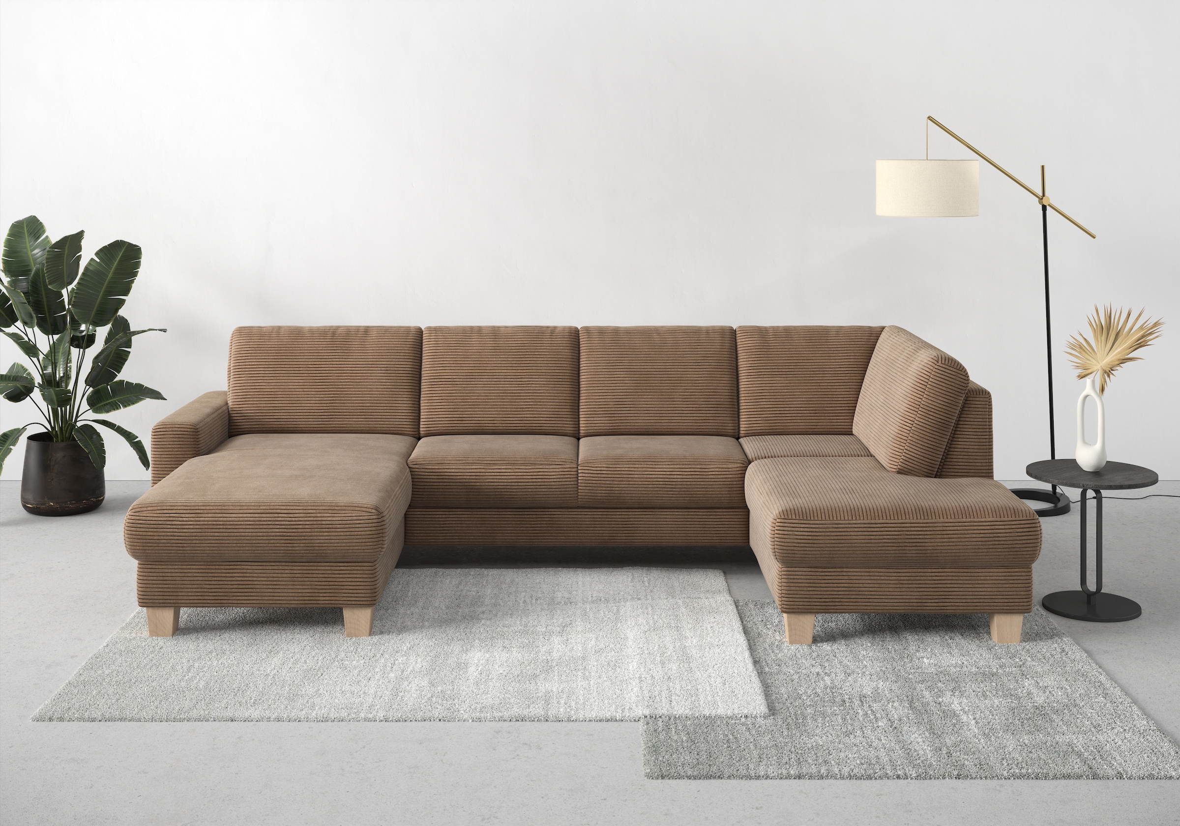 Home affaire Wohnlandschaft »Summer U-Form«, mit oder ohne Bettfunktion und Bettkasten, Cord-Bezug