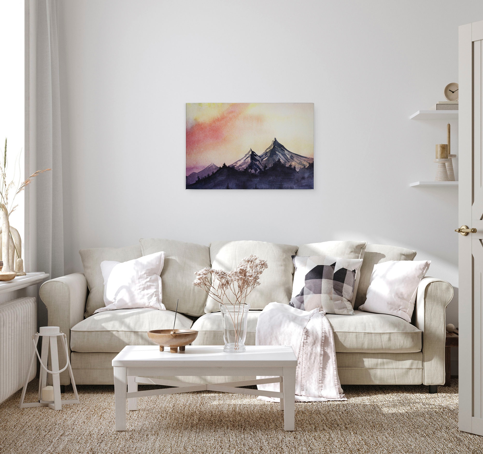 A.S. Création Leinwandbild »Mountain Paint«, Kunst-Wald-Kinder, (1 St.), Berg Bild Landschaft Keilrahmen Leinwand-Bild Wohnzimmer modern Kinder