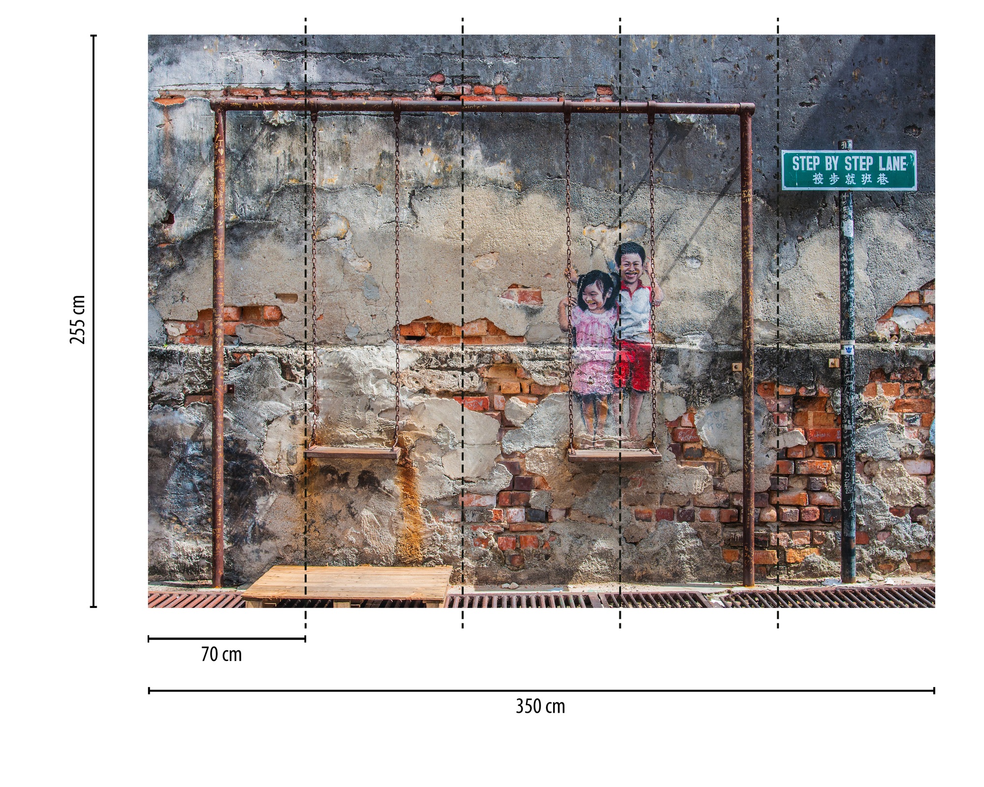 A.S. Création Vliestapete »Fototapete StreetArt Kinder auf Schaukel« matt strukturiert