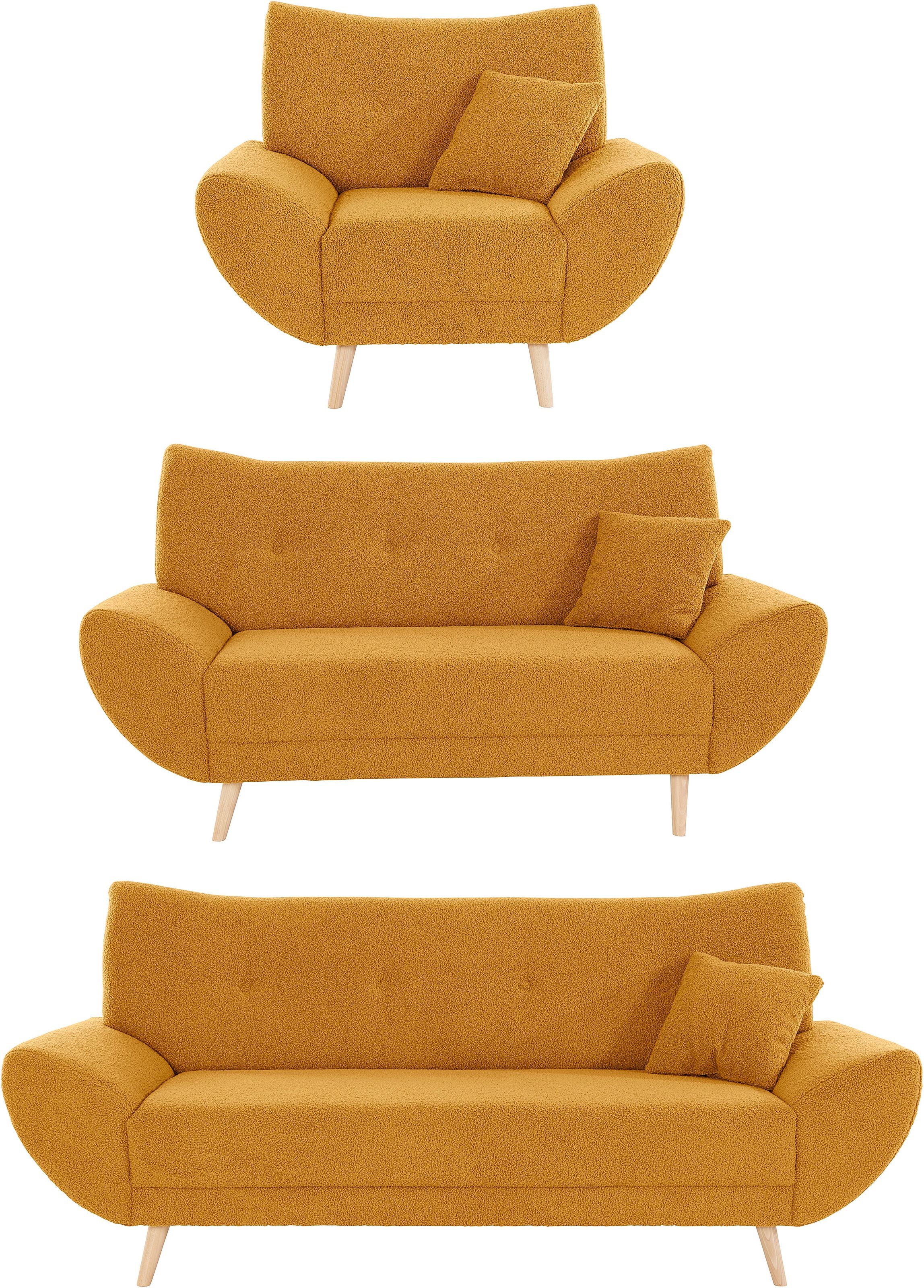 Home affaire Polstergarnitur »Basta« 3 Stk. tlg. Komfortable Wellenunterfed günstig online kaufen