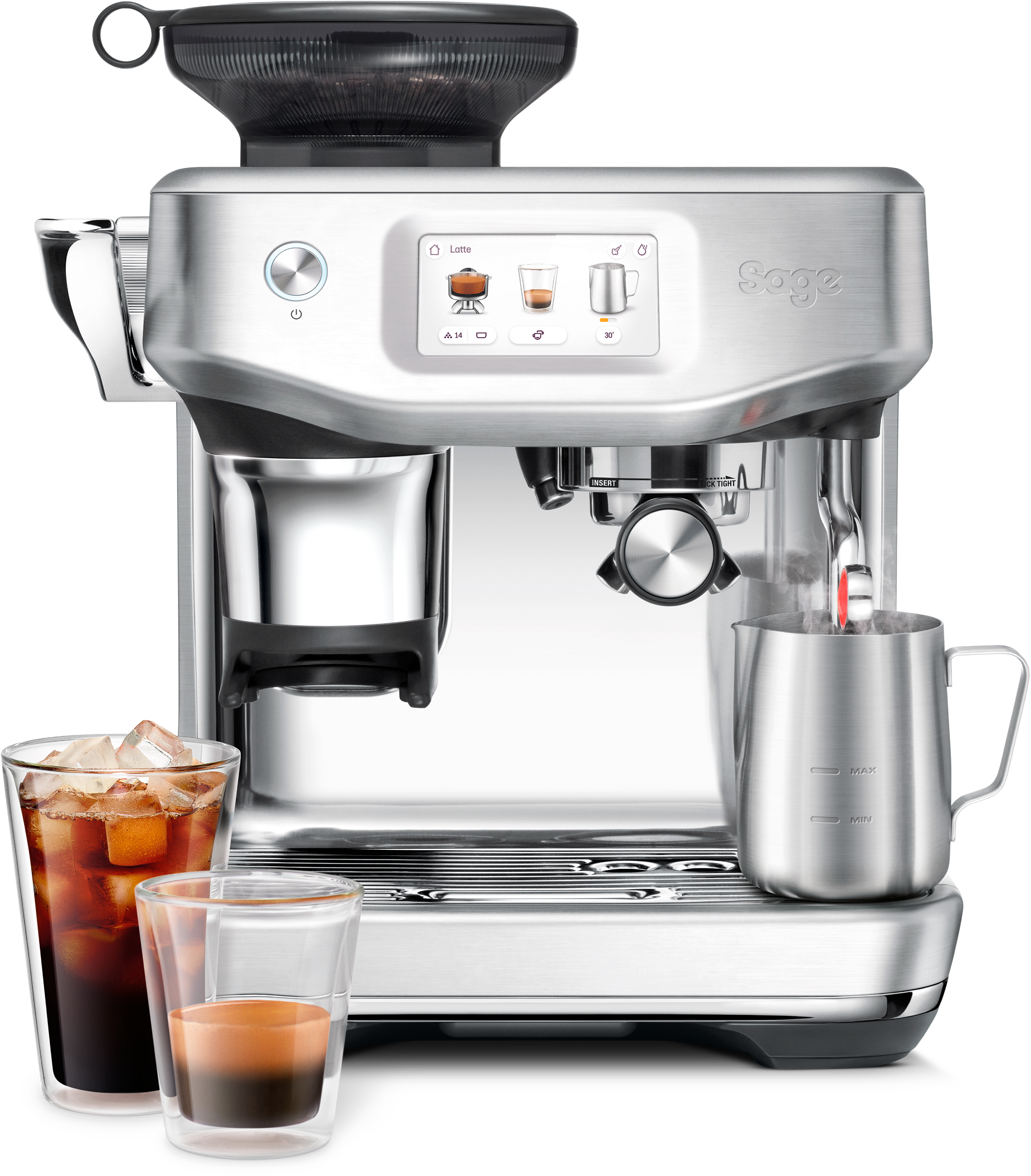 Sage Espressomaschine »Barista Touch Impress SES882BSS, mit Cold Brew und kaltem Espresso«, Barista-Anleitung, Einstellungen für Milchalternativen