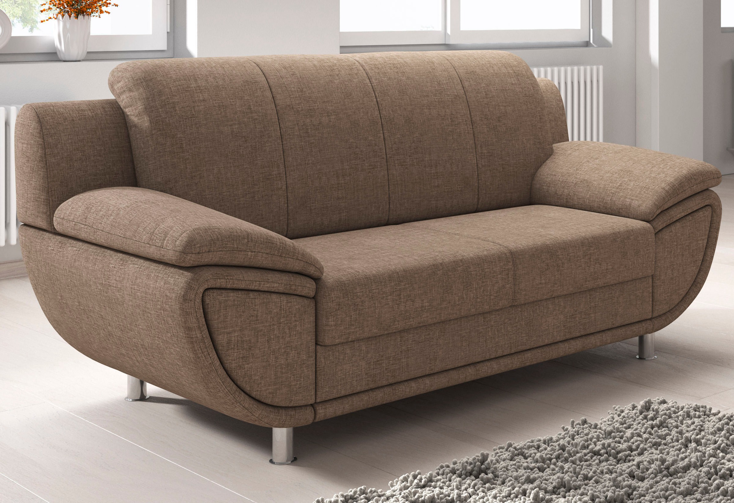 TRENDMANUFAKTUR 2-Sitzer »Rondo II, zeitlos und bequem,« wahlweise mit komfortablem Federkern, mit extra breiten Armlehnen