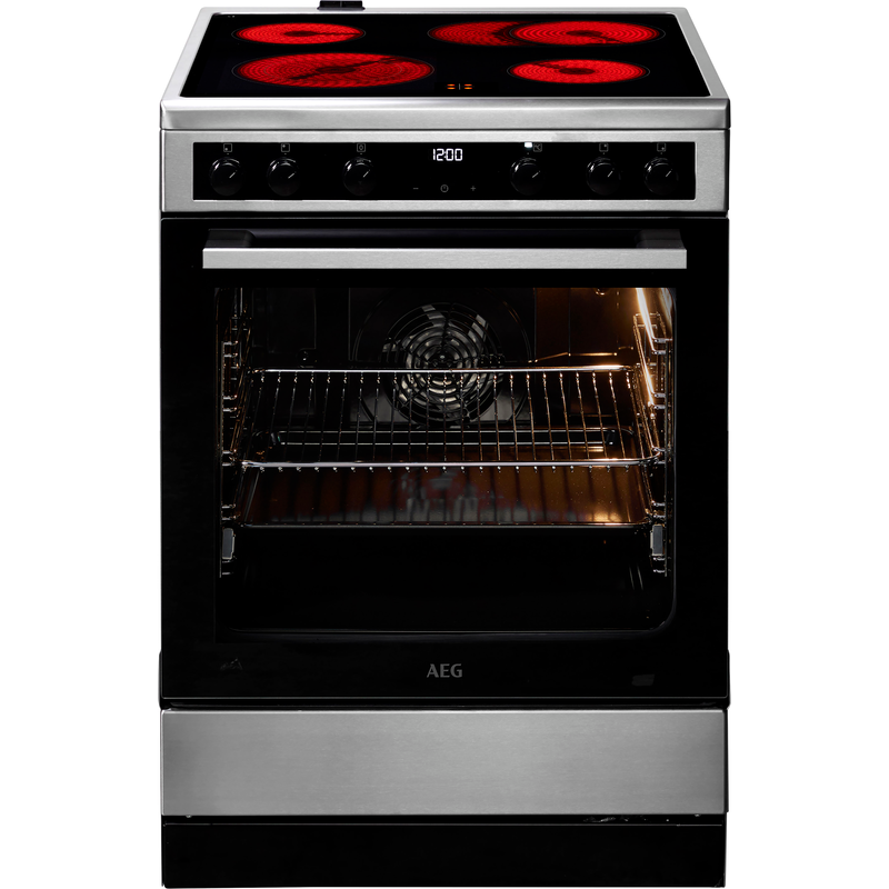 AEG Elektro-Standherd »CCB6445CBM« mit FlexiRunners – Teilauszug (3 Paar) Heißluftsystem, Bräter- und Mehrkreiskochzone, 60 cm edelstahlfarben...