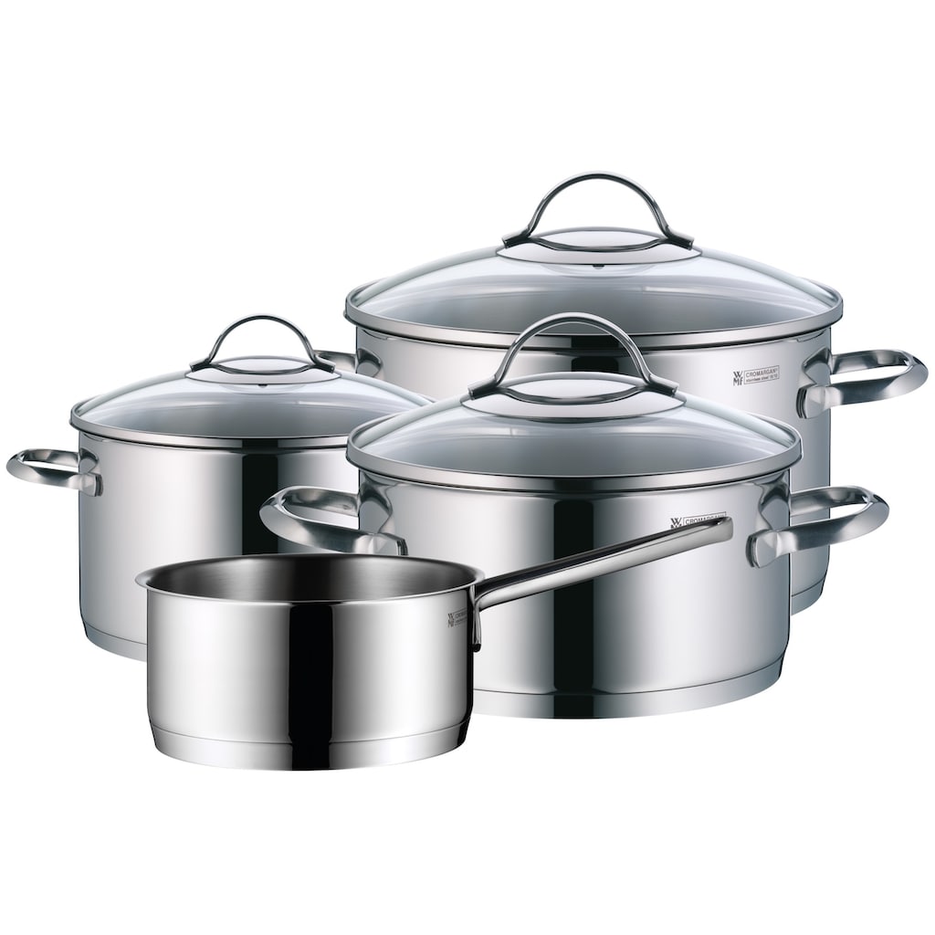 WMF Topf-Set »Provence Plus«, Cromargan® Edelstahl Rostfrei 18/10, (7 tlg., Bratentopf Ø 20 cm, Fleischtopf Ø 16/24 cm, Stielkasserolle Ø 16 cm)