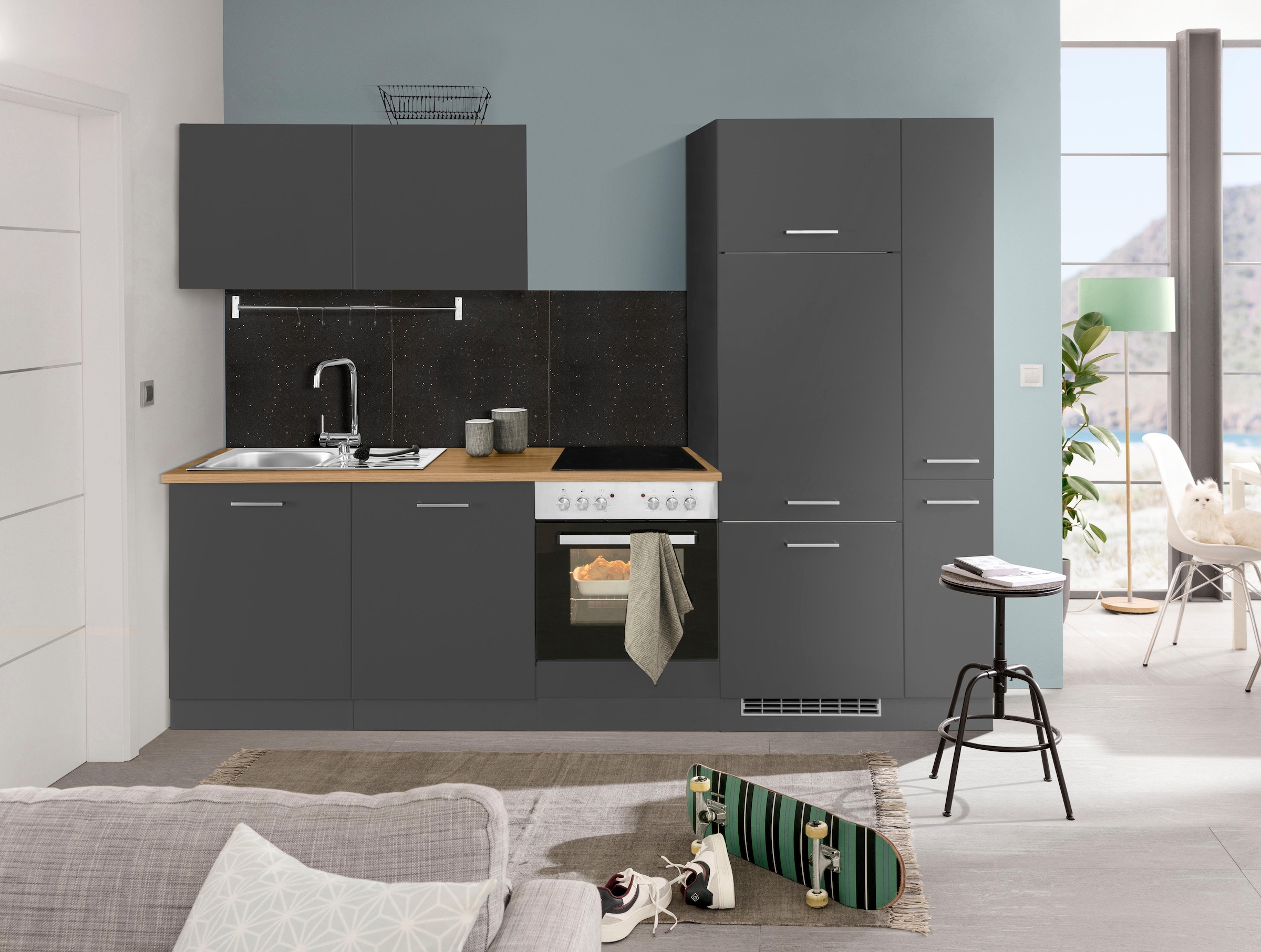 KOCHSTATION Küchenzeile »KS-Kehl«, ohne E-Geräte, Breite 270 cm, für Kühlschrank
