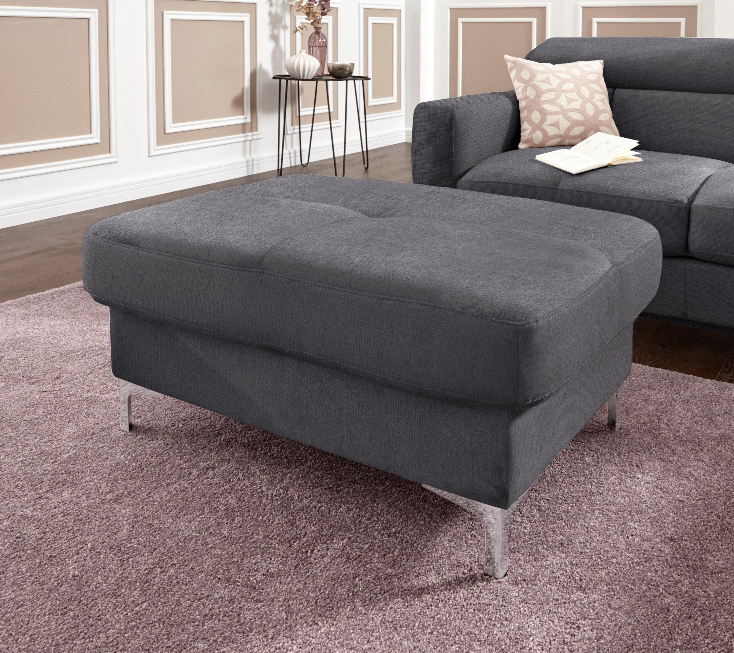 COTTA Polstergarnitur »Sammy L-Form«, (Set), Set bestehend aus: Ecksofa mit Kopfteilverstellung & Hocker