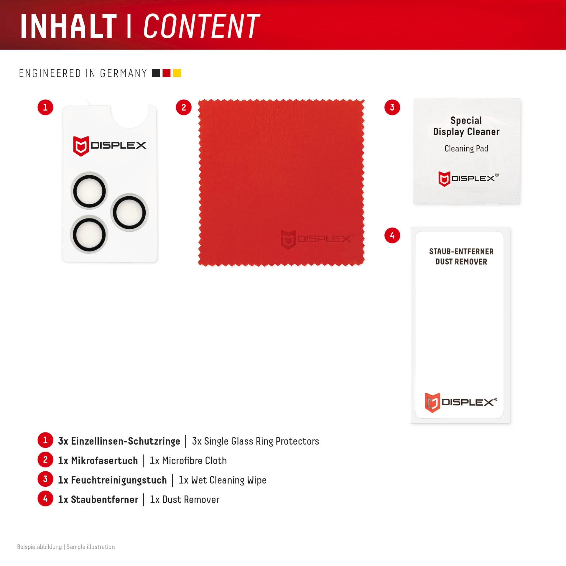 Displex Kameraschutzglas »Camera Lens Glass Single Glass Ring Protector« für Apple iPhone 15 Pro;Apple iPhone 15 Pro Max Packung, 2x Einzellinsen-Schutzringe,  Objektivschutz, Kameraschutz, kratz- & stoßfest