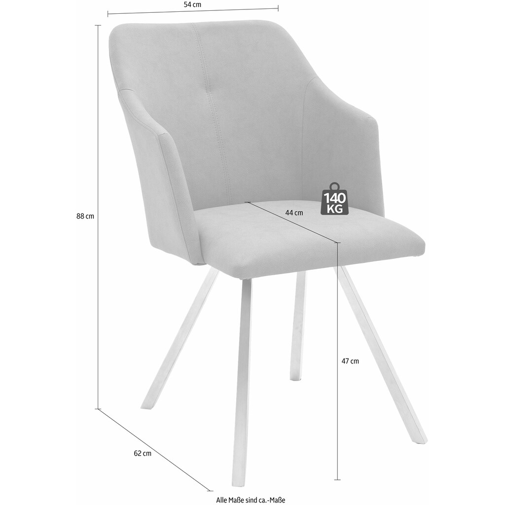 MCA furniture Esszimmerstuhl »Madita 4 Fuß Stuhl B-eckig«, (Set), 2 St., Velours in Lederoptik