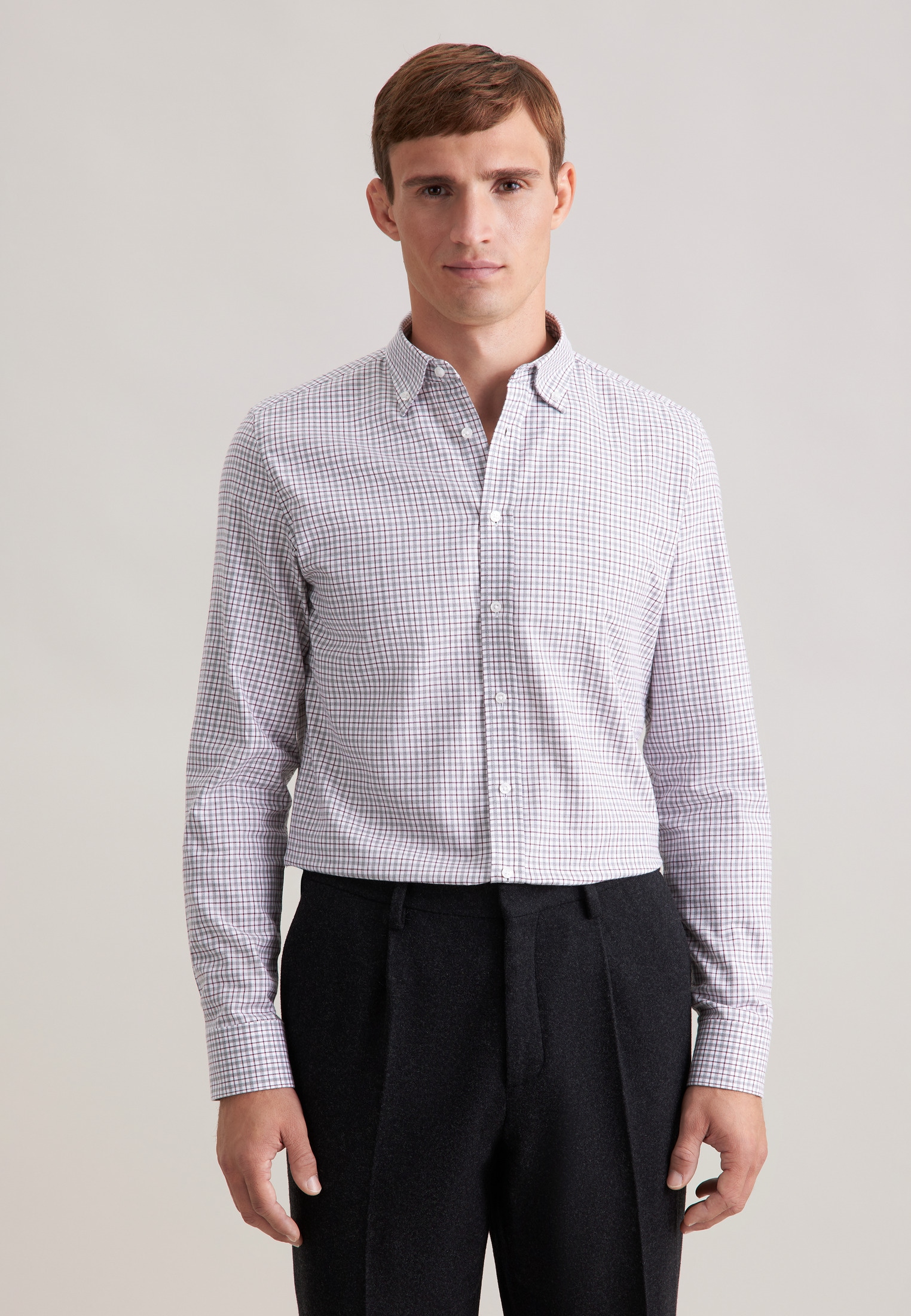 seidensticker Flanellhemd »Schwarze Rose« Slim 1/1 Button-Down-Kragen Karo