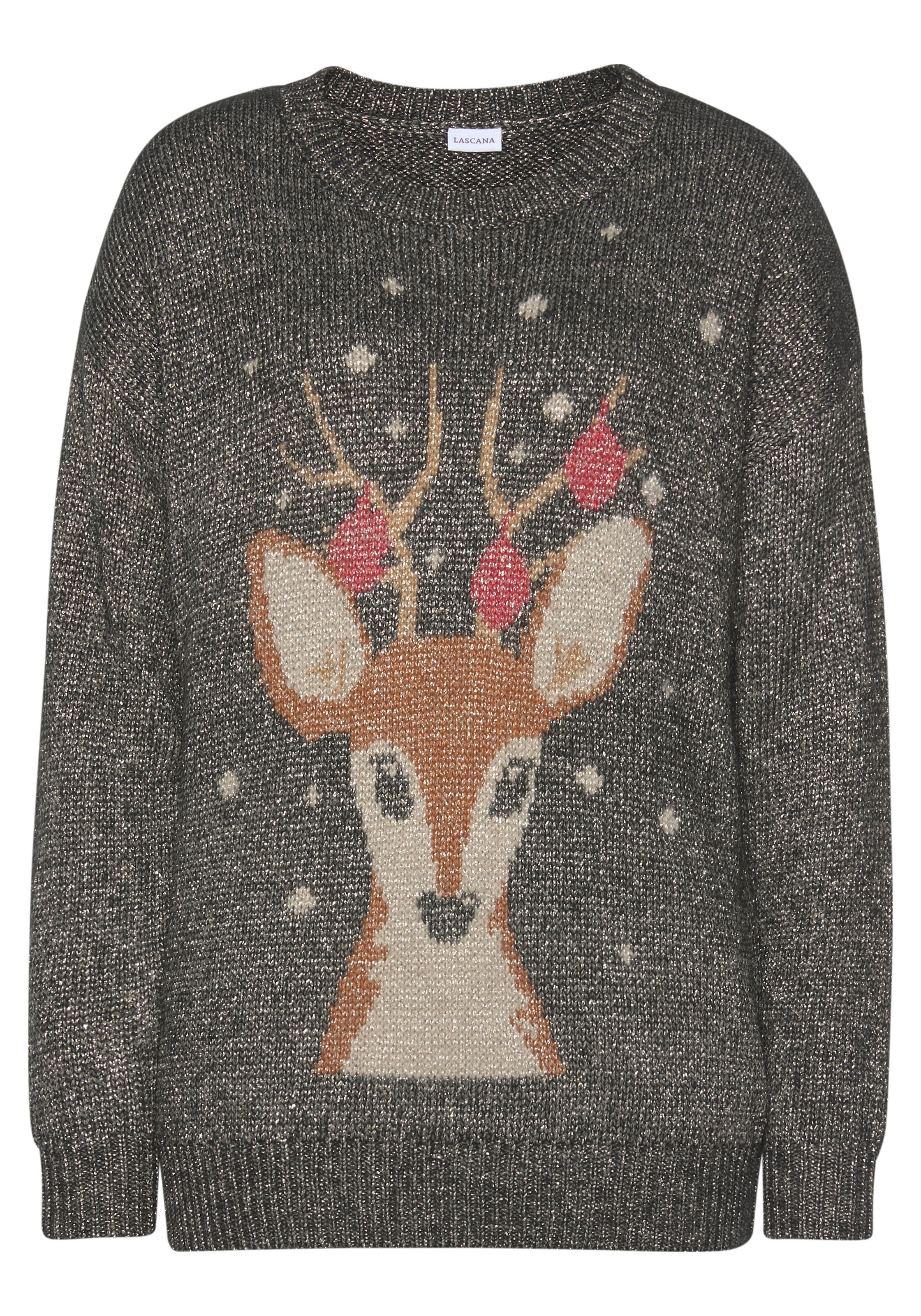 LASCANA Sweater, Weihnachtspullover mit eingestricktem Motiv, Loungewear