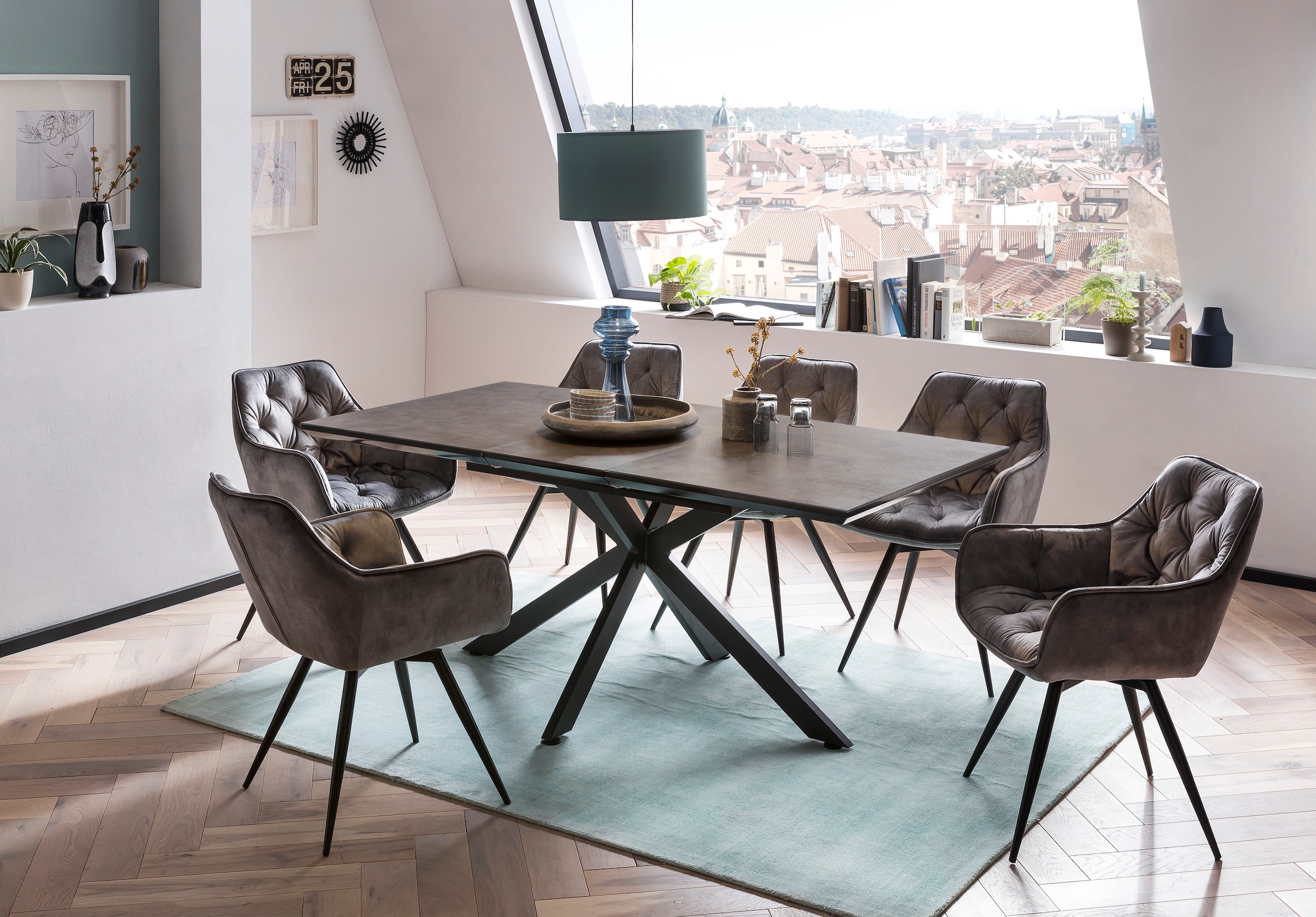 HELA Essgruppe »HAVEL« 7 Stk. tlg. Tisch 140-180x90 cm, Synchronauszug, Stu günstig online kaufen