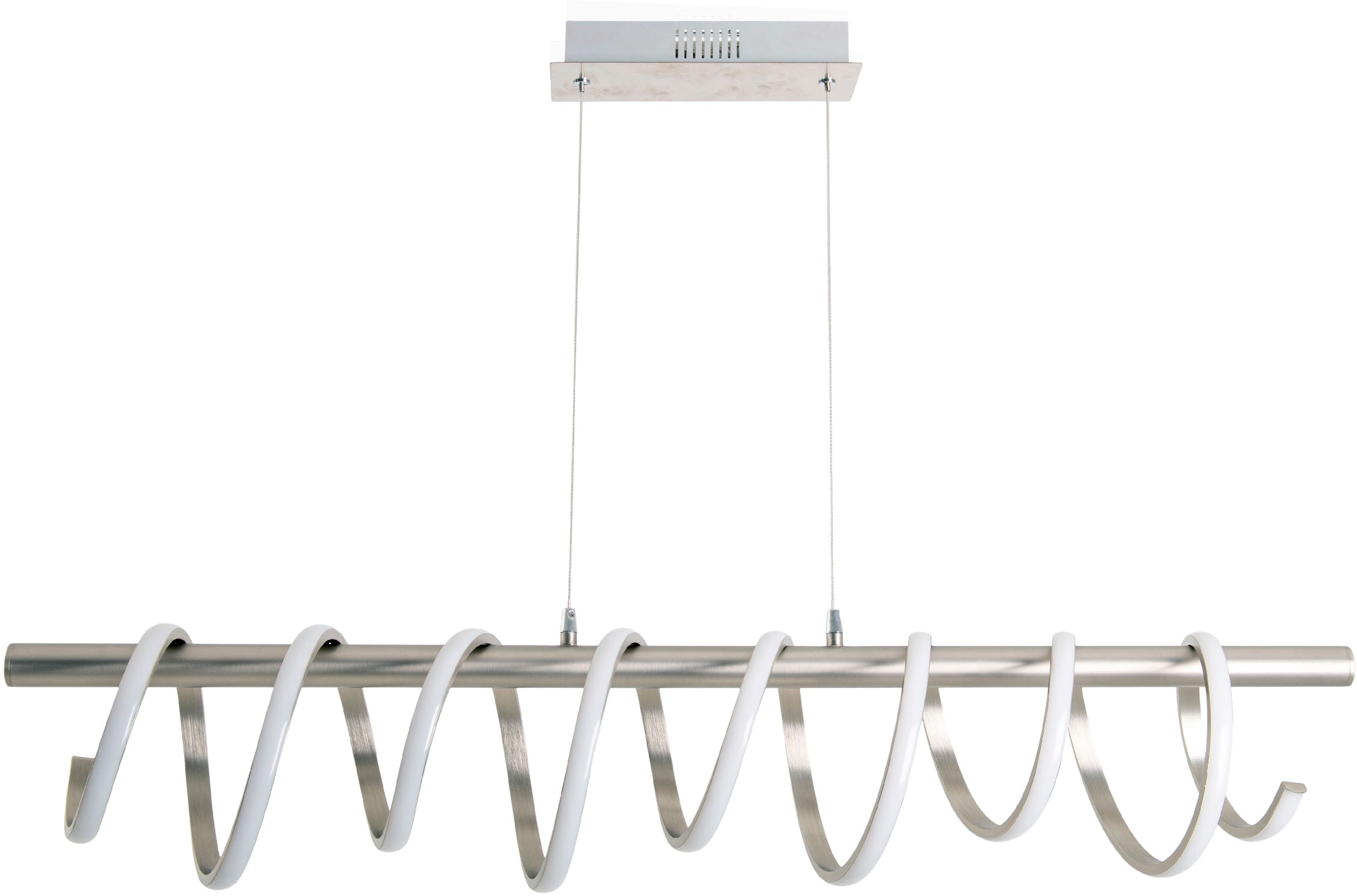 näve LED Pendelleuchte »Belleza«, 1 flammig, Leuchtmittel LED-Modul | LED fest integriert, Hängeleuchte warmweiß, 3-Stufen-dimmbar, 35W, L:100cm, silberfarben