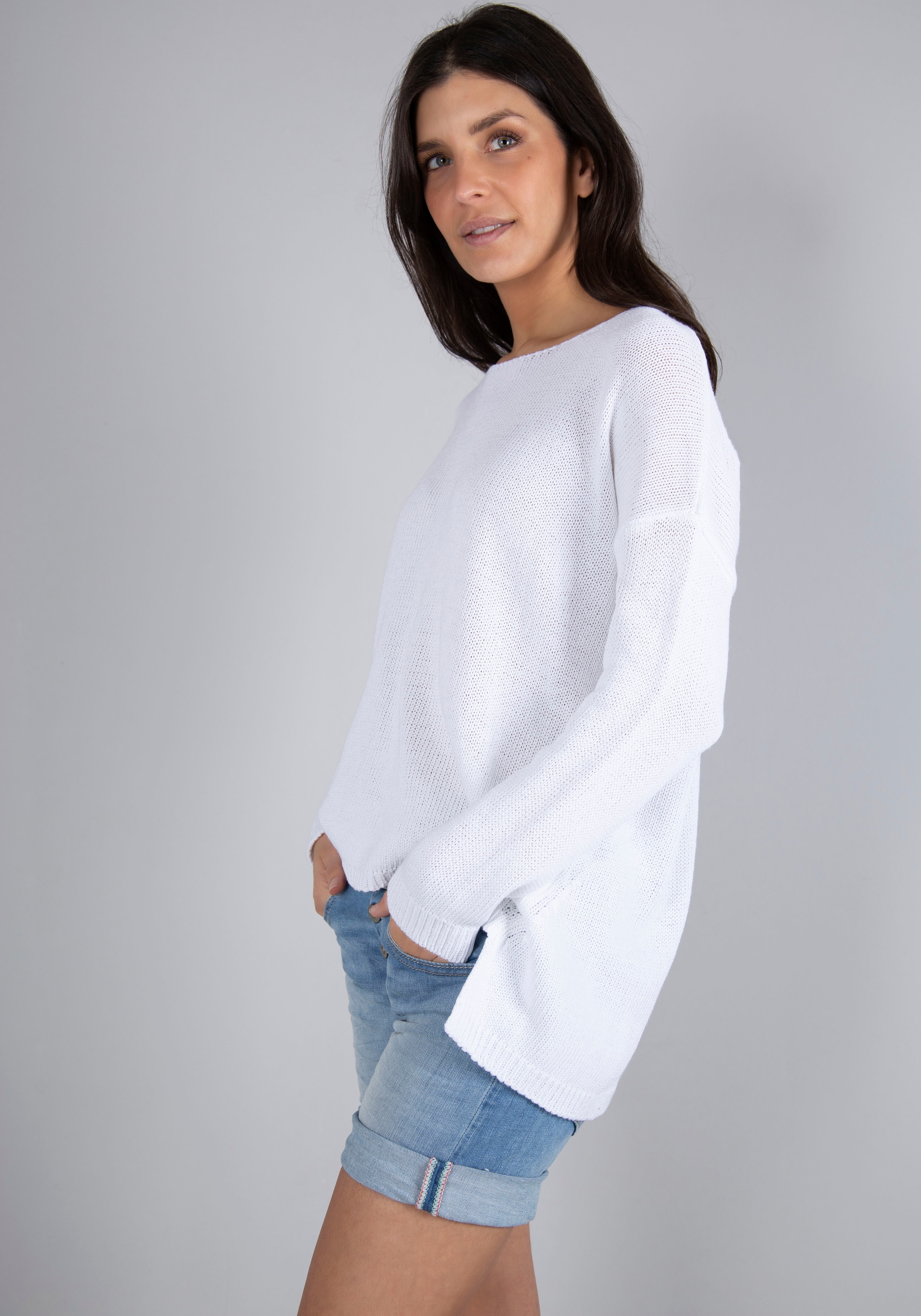 Please Jeans Rundhalspullover »PL-M49«, in schöner Melange-Optik, One Size