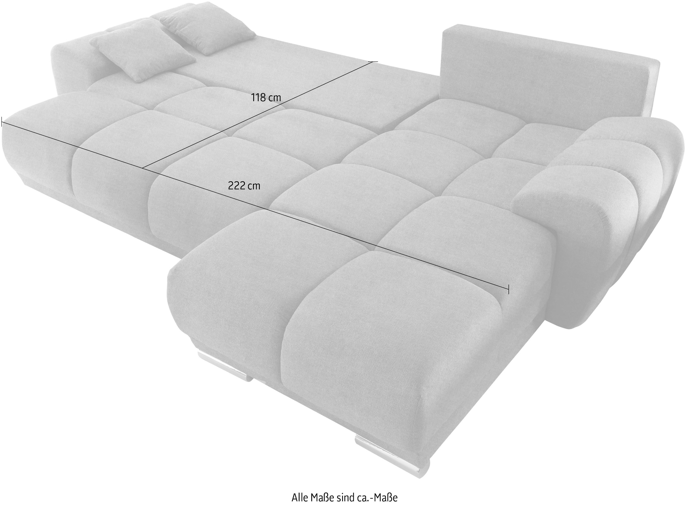 Schlafsofa »Anton«, mit Bettfunktion, Bettkasten, Rücken- und Zierkissen, universell aufbaubar, frei im Raum stellbar